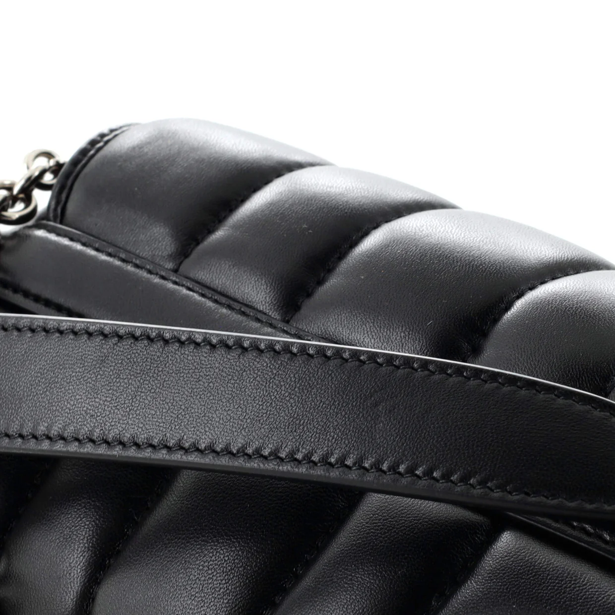Horsebit Chain Shoulder Bag Vertical Quilted Leather Small - Deep Luxury