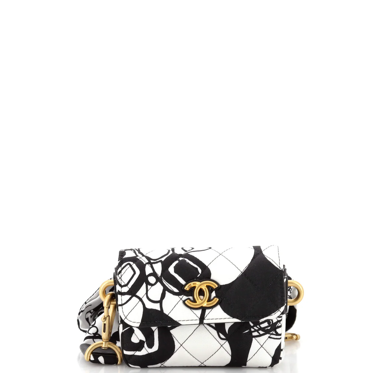 Deer Coco Flap Clutch with Strap Bag Quilted Printed Canvas Mini - Deep Luxury