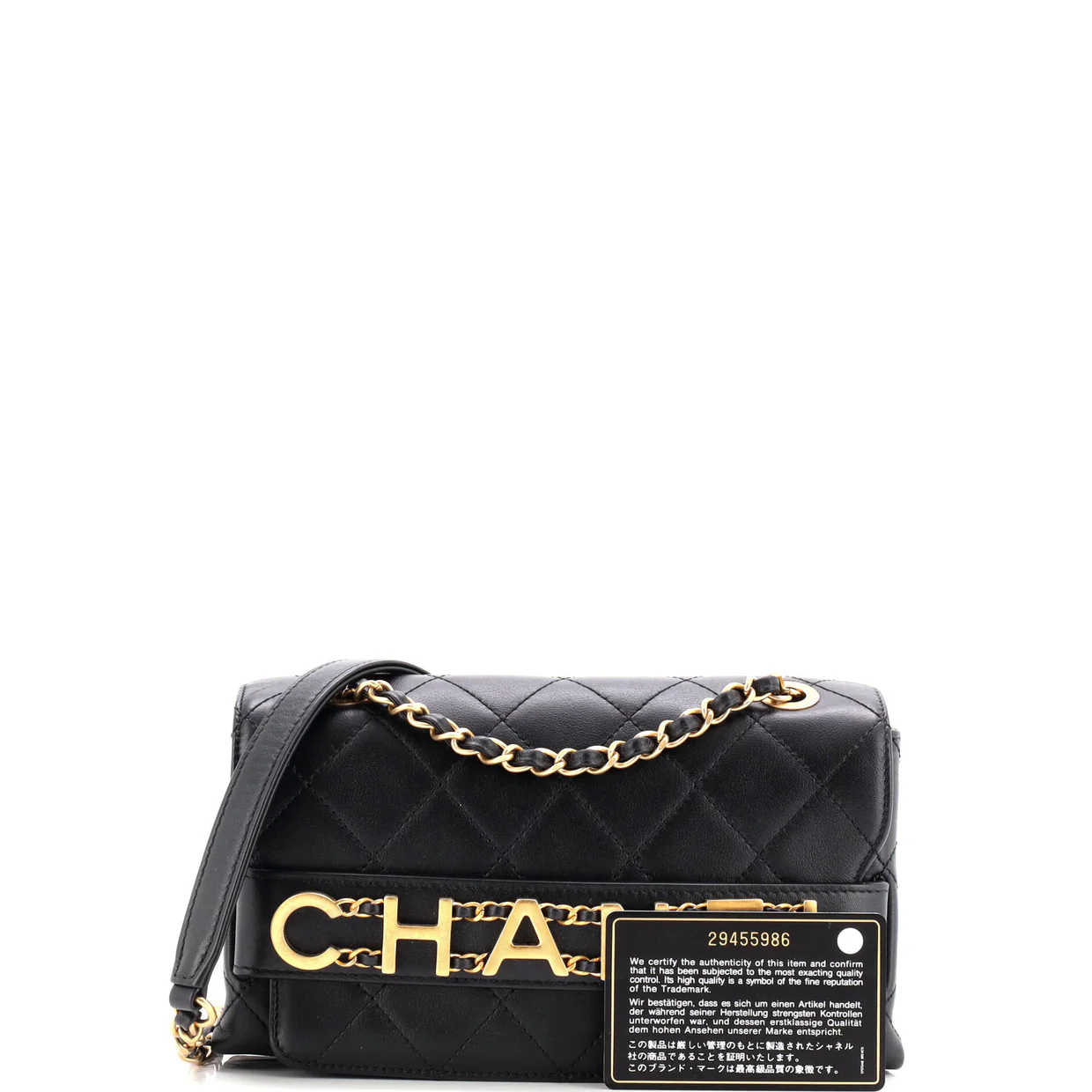 Logo Enchained Flap Bag Quilted Calfskin Small - Deep Luxury