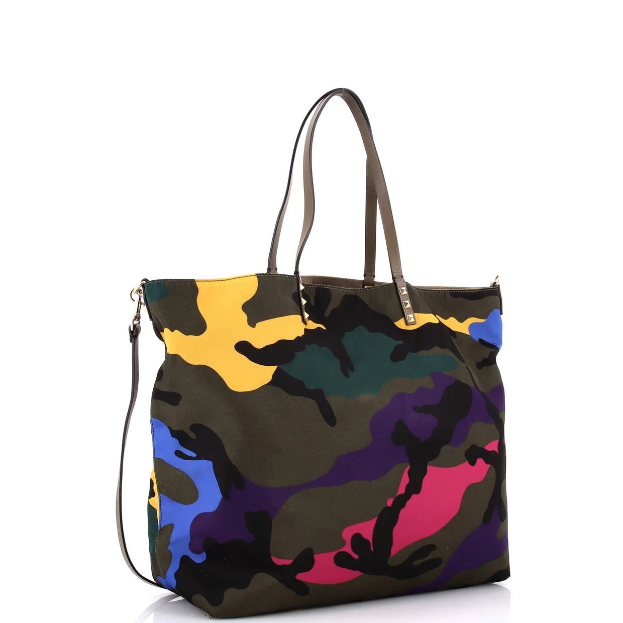 Rockstud Open Reversible Convertible Tote Camo Nylon Medium - Deep Luxury