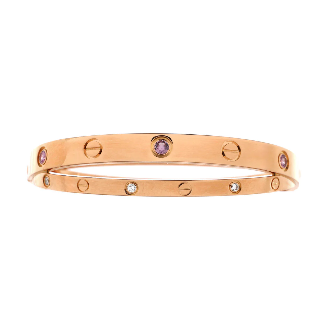 Double Love Bracelet 18K Rose Gold with Pink Sapphires and Diamonds - Deep Luxury