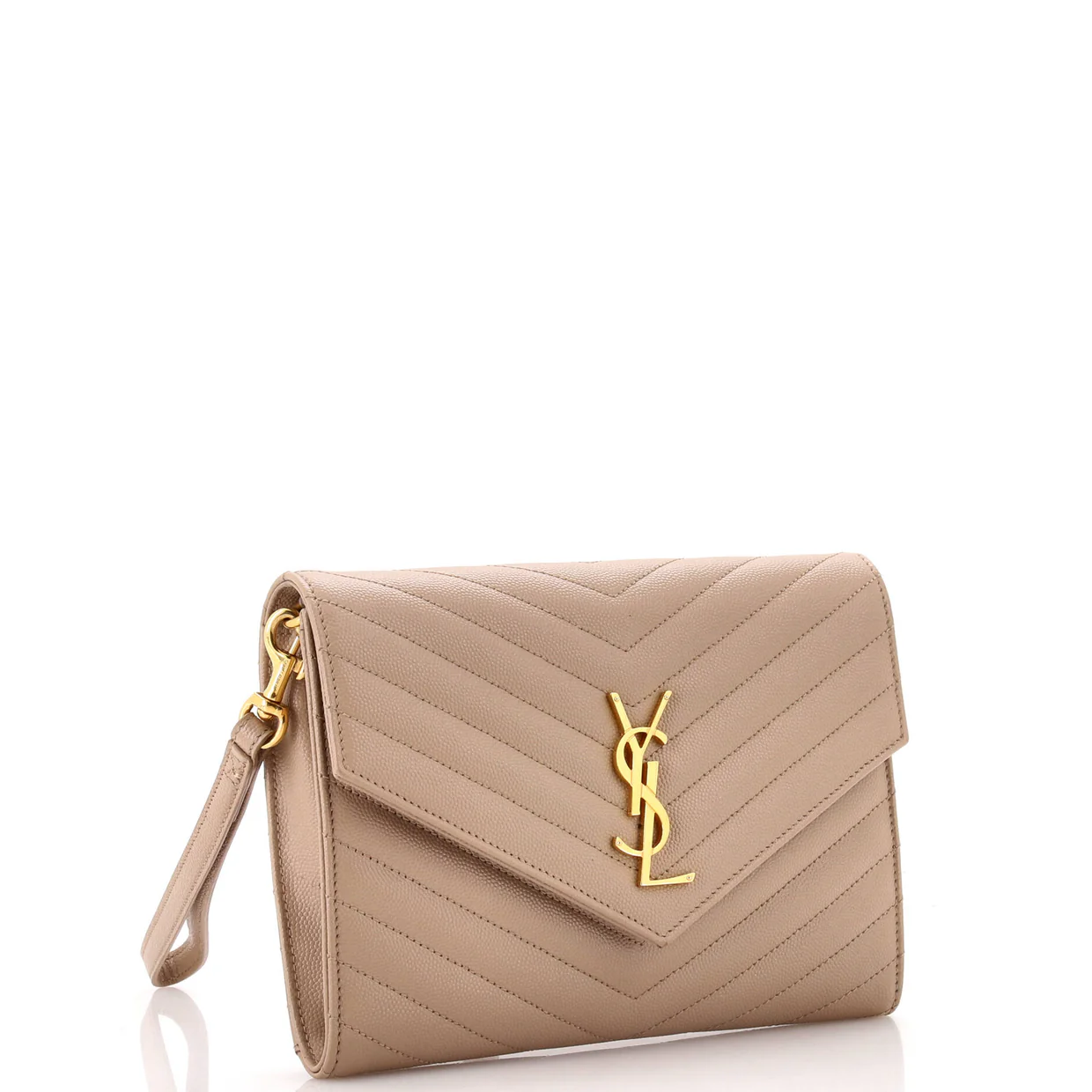 Classic Monogram Envelope Wristlet Clutch Matelasse Chevron Leather - Deep Luxury