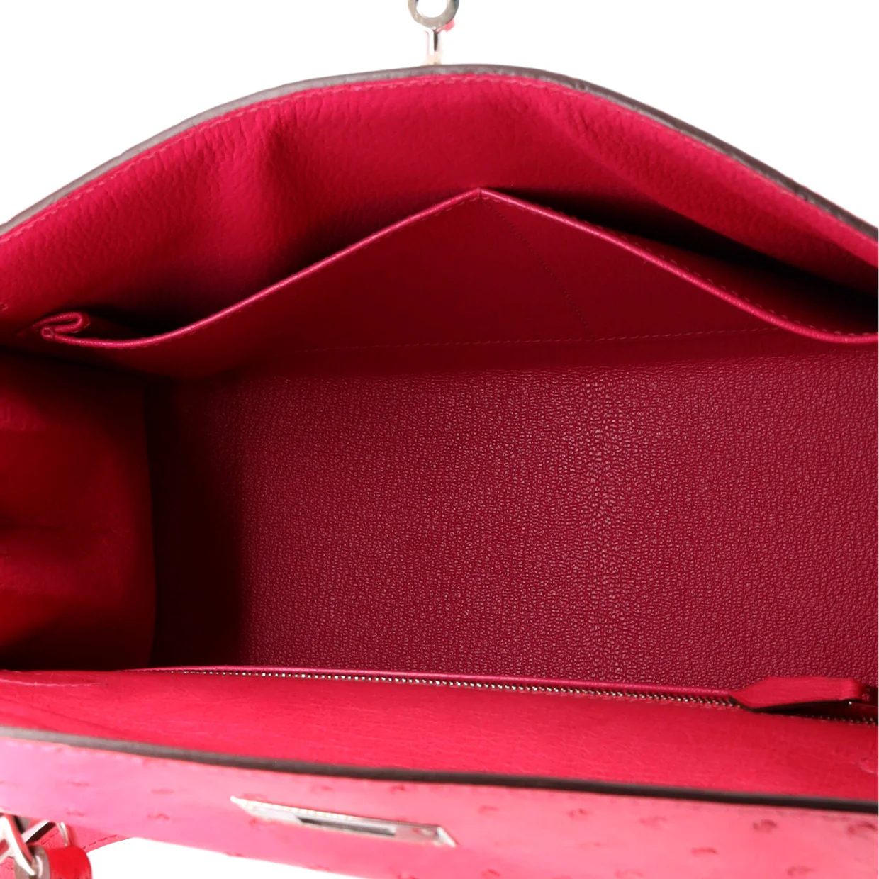 Kelly Handbag Rose Tyrien Ostrich with Palladium Hardware 28 - Deep Luxury