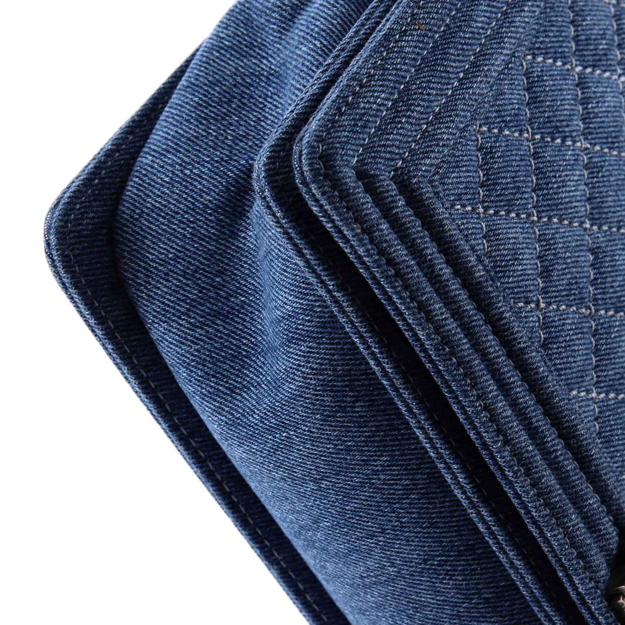 Boy Flap Bag Quilted Denim Large - Deep Luxury