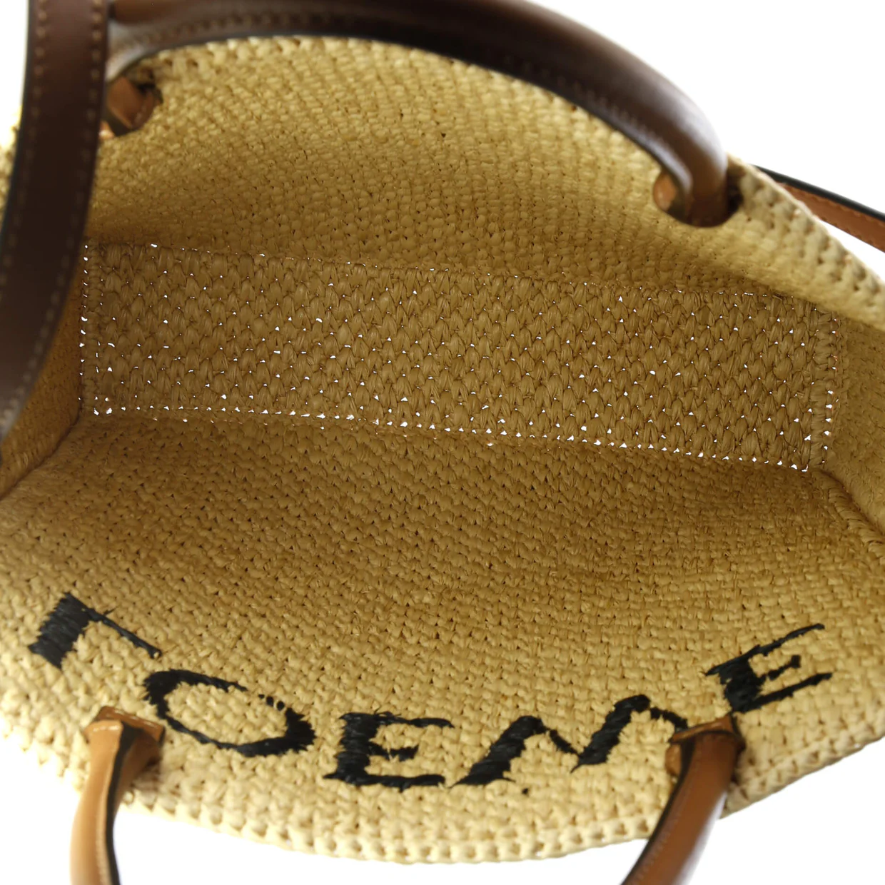 A4 Tote Raffia and Leather North South - Deep Luxury
