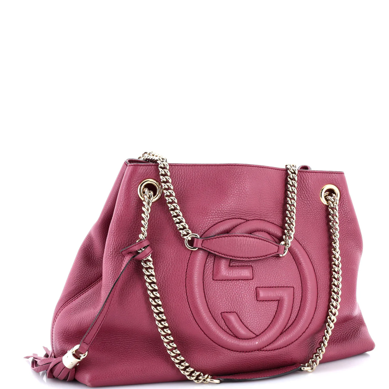 Soho Chain Strap Shoulder Bag Leather Medium - Deep Luxury