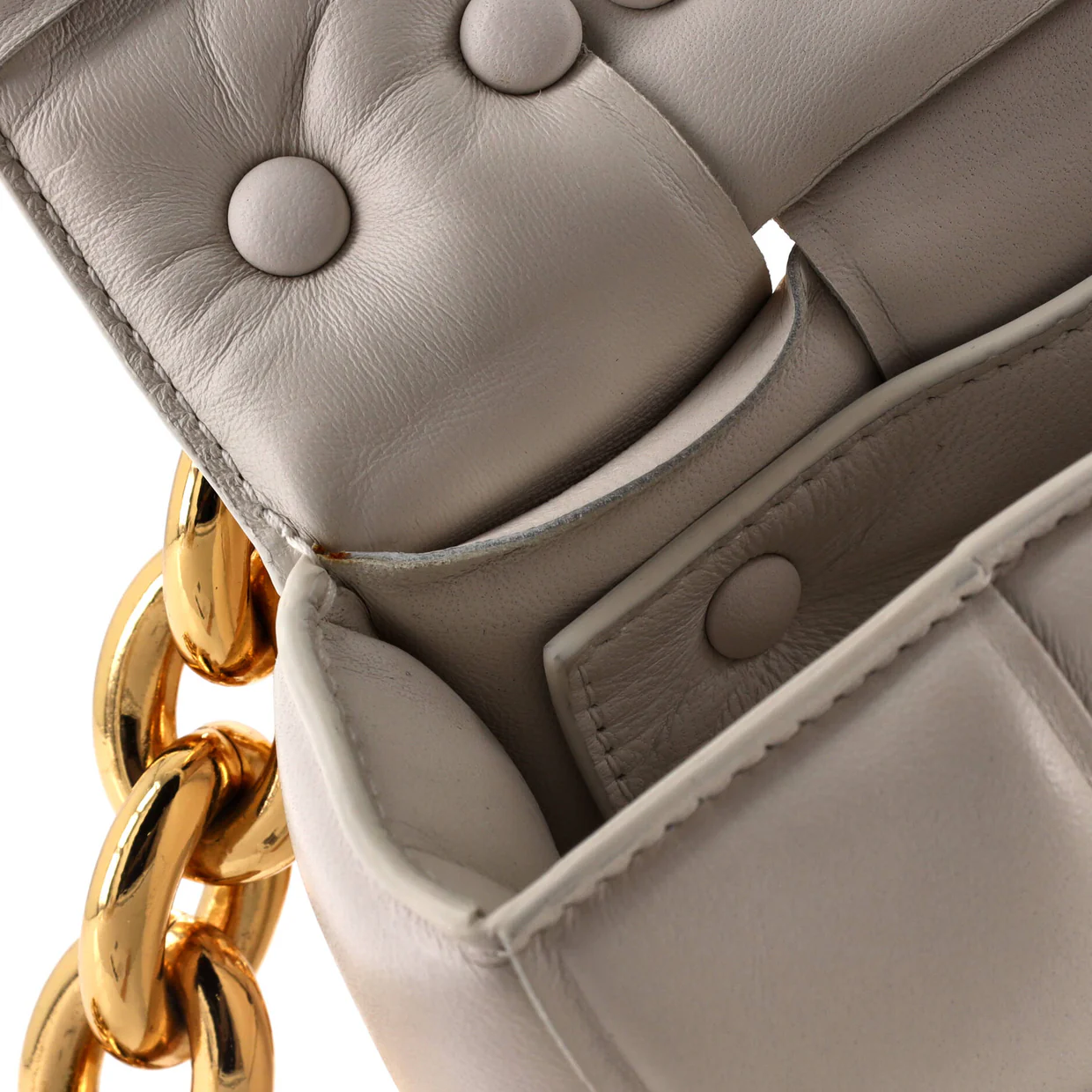 Cassette Chain Crossbody Bag Padded Maxi Intrecciato Leather - Deep Luxury