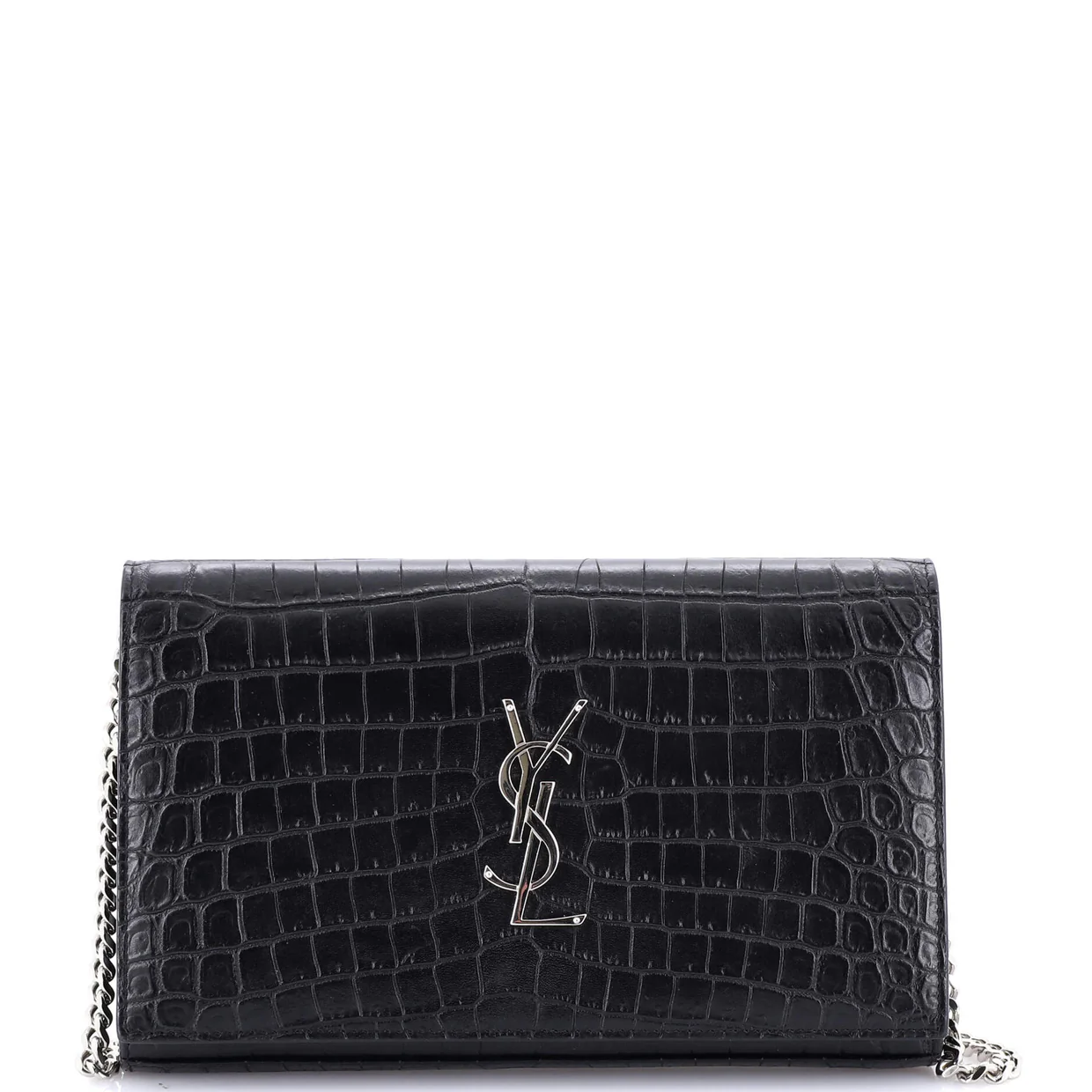Classic Monogram Wallet on Chain Crocodile Embossed Leather - Deep Luxury