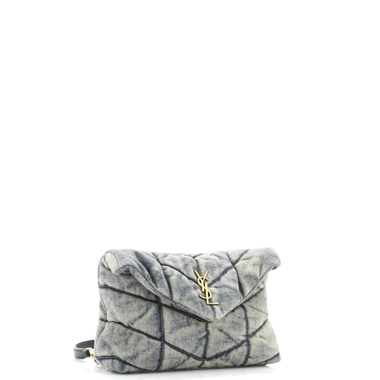 Loulou Puffer Shoulder Bag Quilted Vintage Denim Mini - Deep Luxury