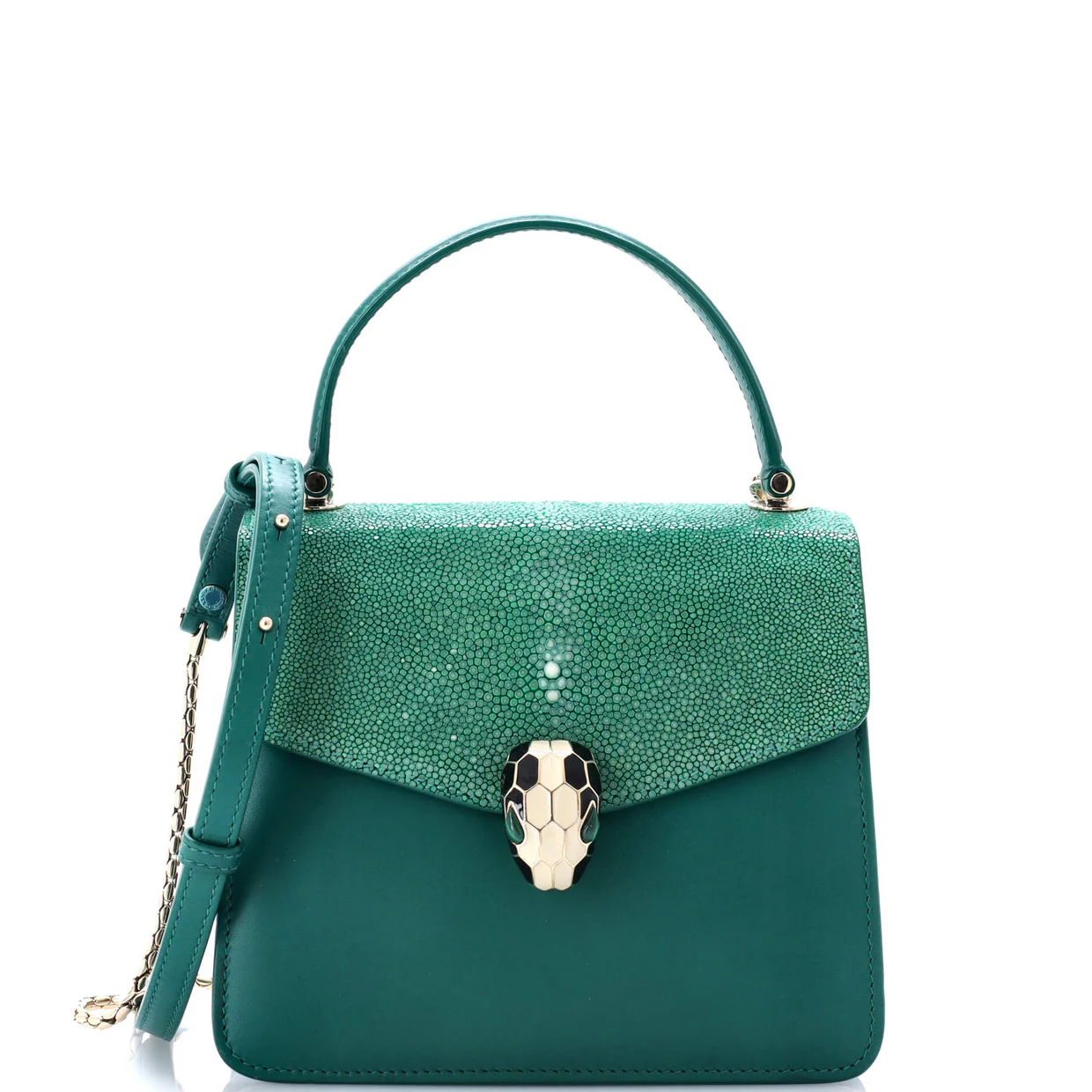 Serpenti Forever Top Handle Bag Leather and Stingray Small - Deep Luxury