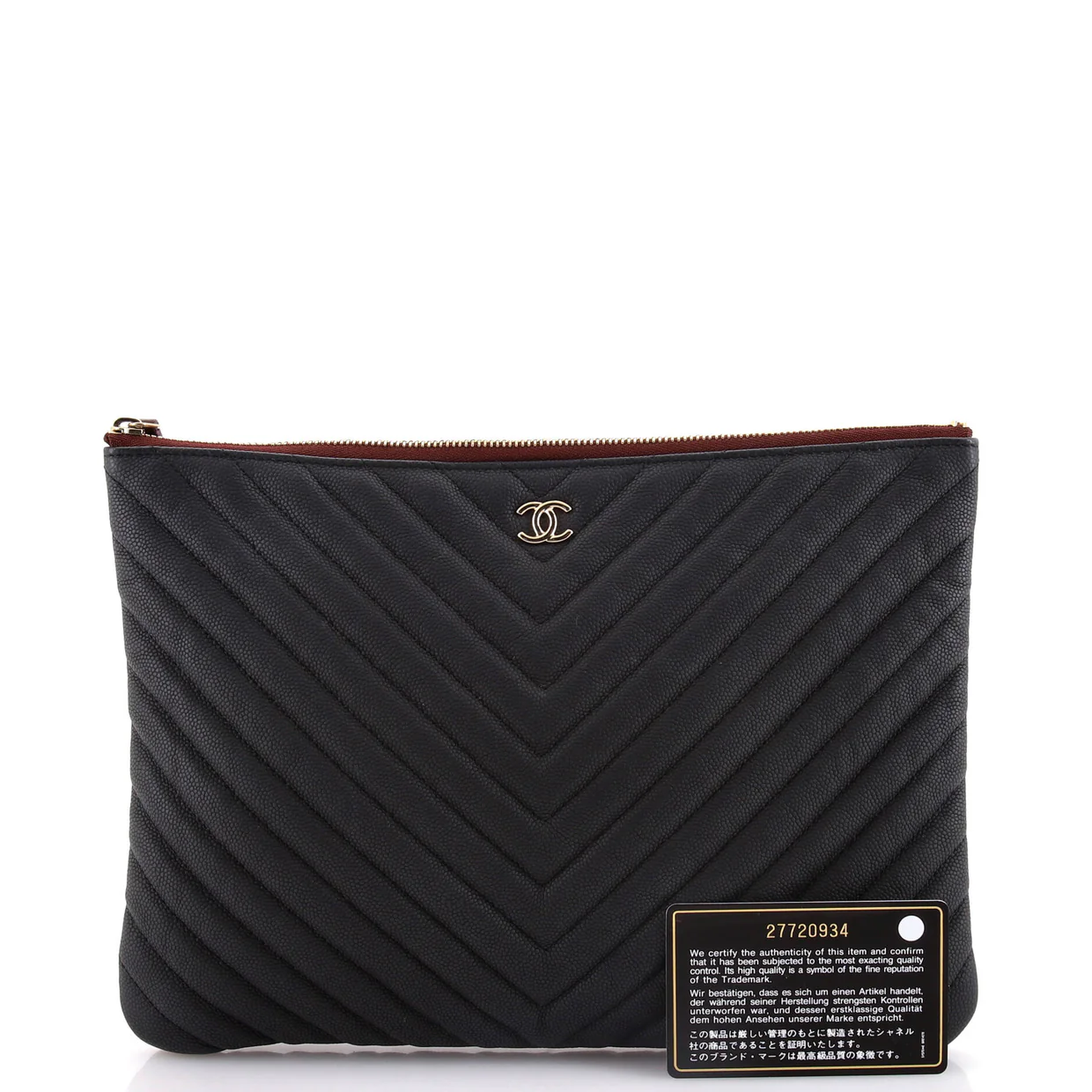 O Case Clutch Chevron Caviar Medium - Deep Luxury