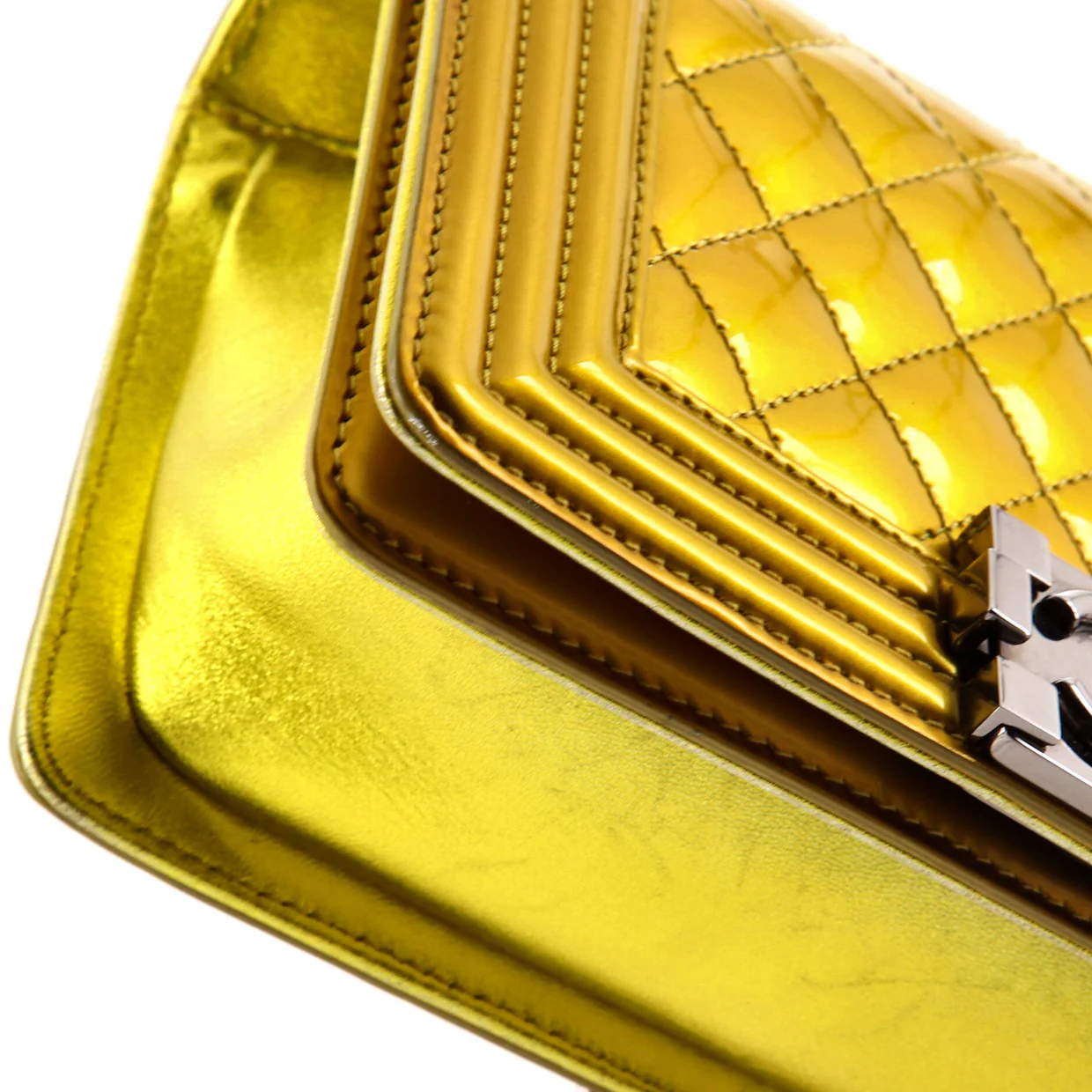 Boy Flap Bag Quilted Patent Small - Deep Luxury