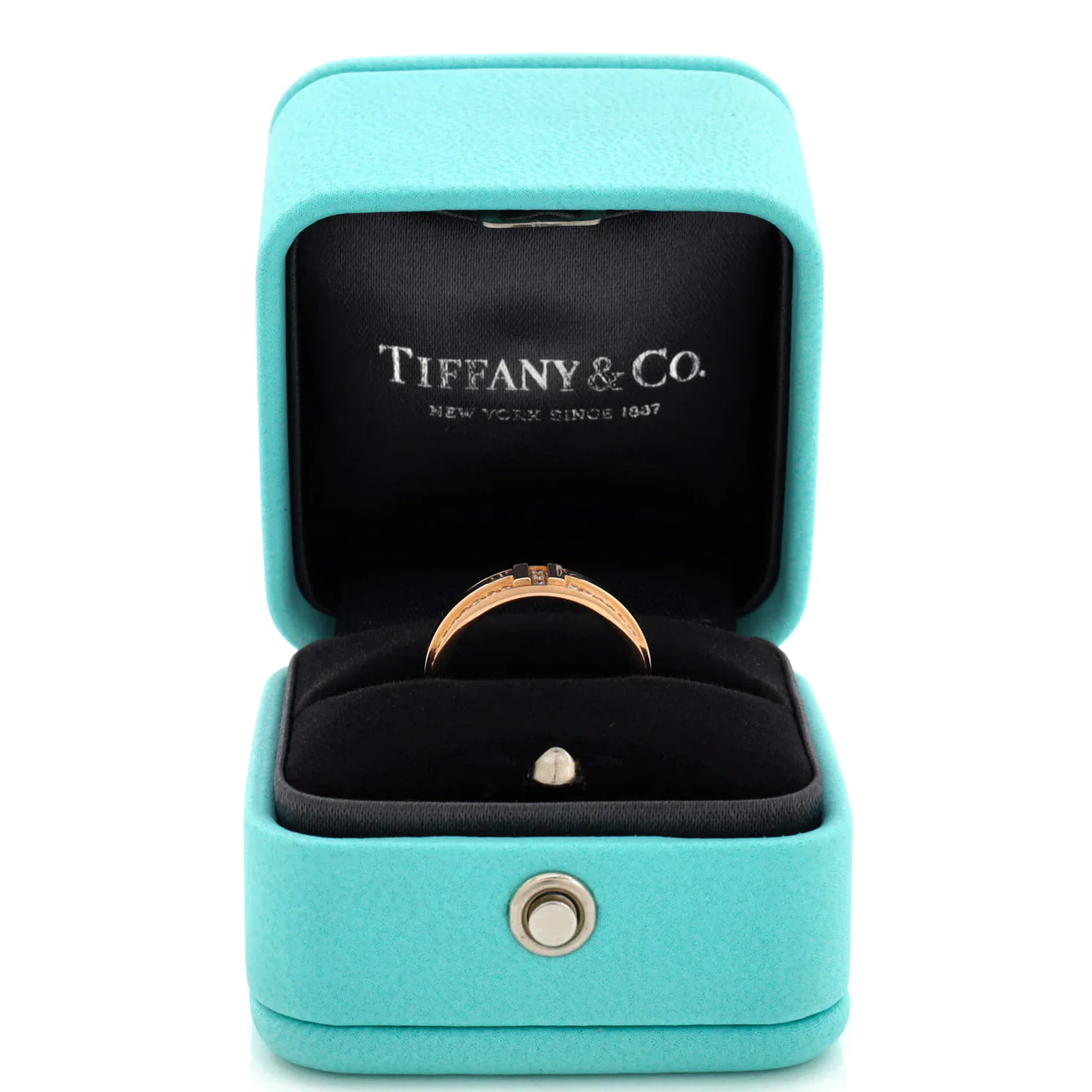 T Two Ring 18K Rose Gold with Pave Diamonds Narrow - Deep Luxury