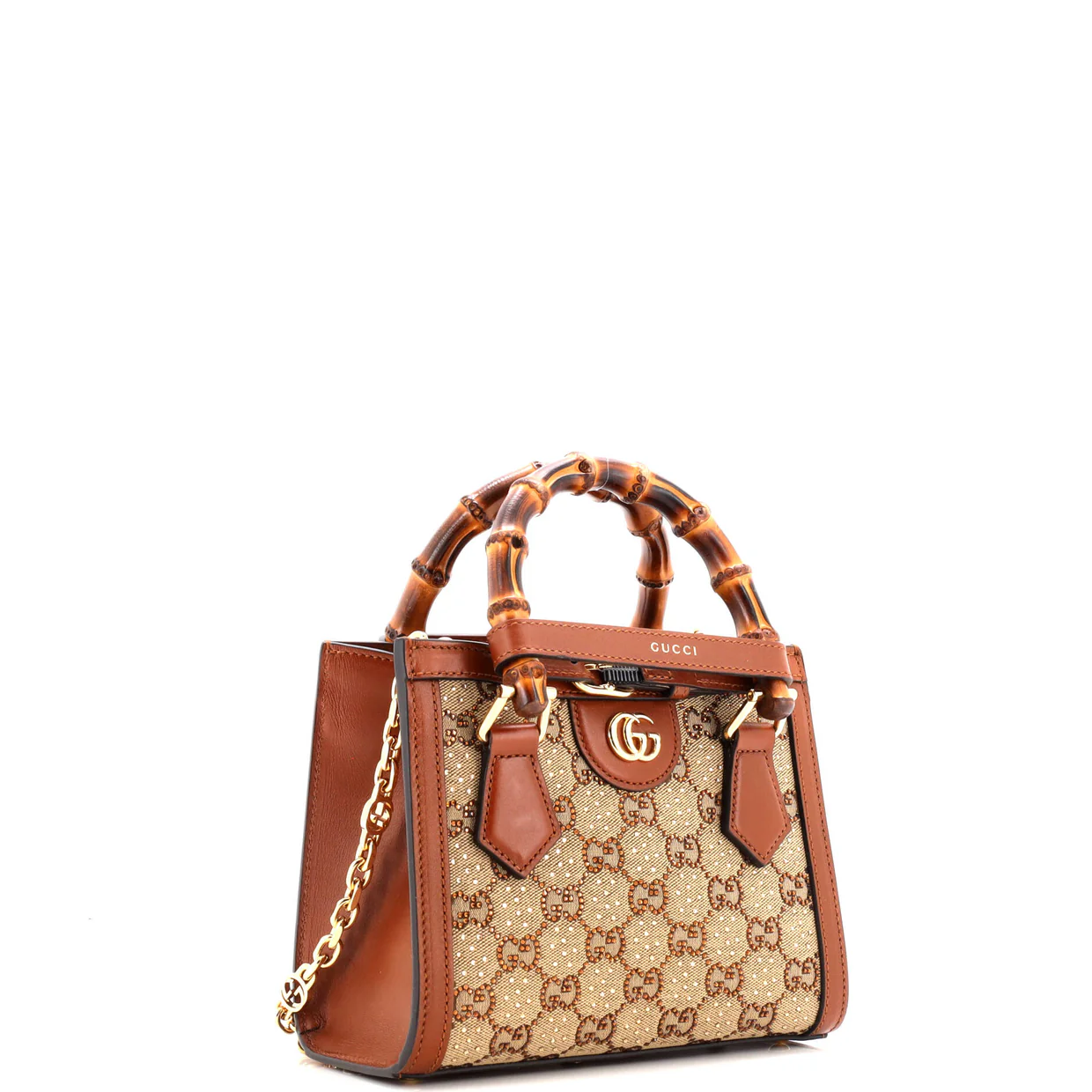 Diana NM Bamboo Handle Tote Crystal Embellished GG Canvas Mini - Deep Luxury