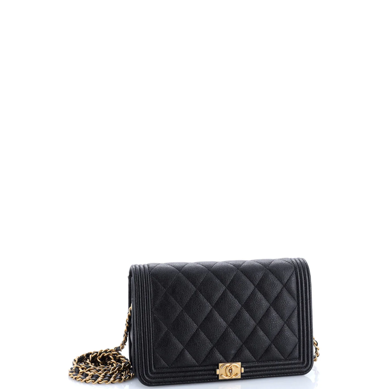 Boy Wallet on Chain Quilted Caviar - Deep Luxury