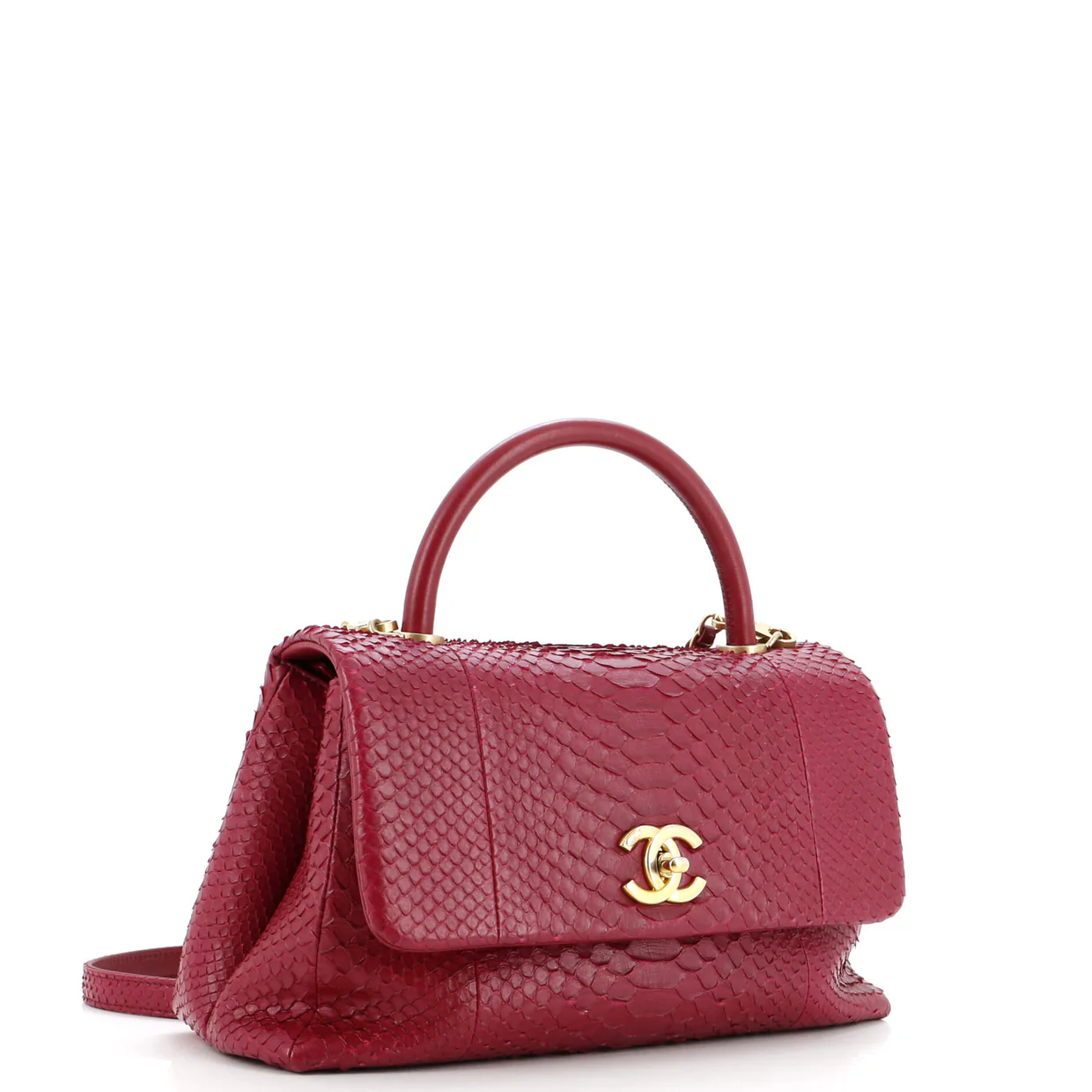 Coco Top Handle Bag Python Medium - Deep Luxury
