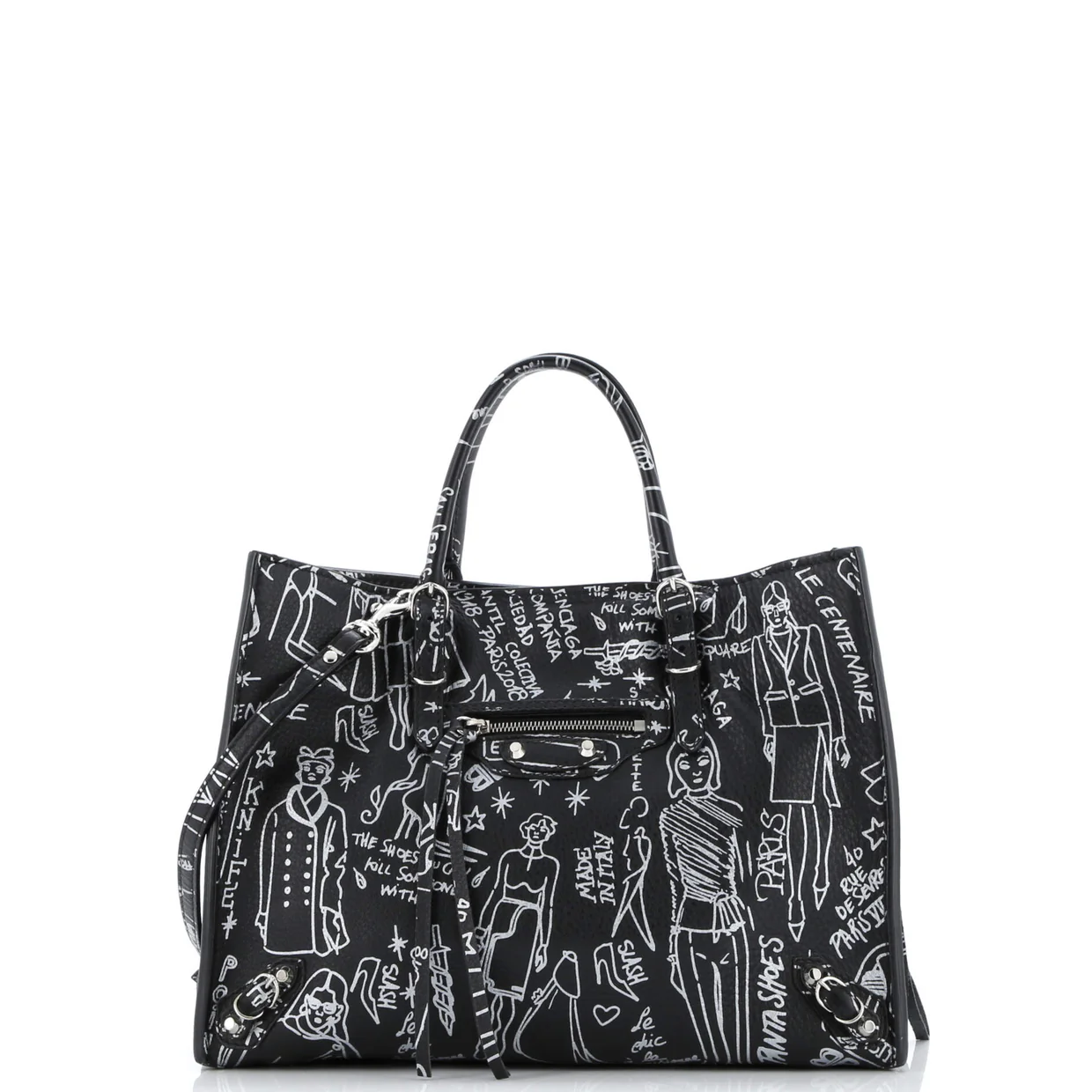 Papier Graffiti A6 Zip Around Classic Studs Bag Leather - Deep Luxury