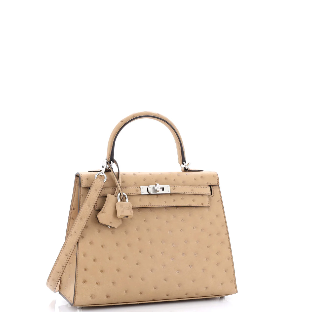 Kelly Handbag Brown Ostrich with Palladium Hardware 25 - Deep Luxury