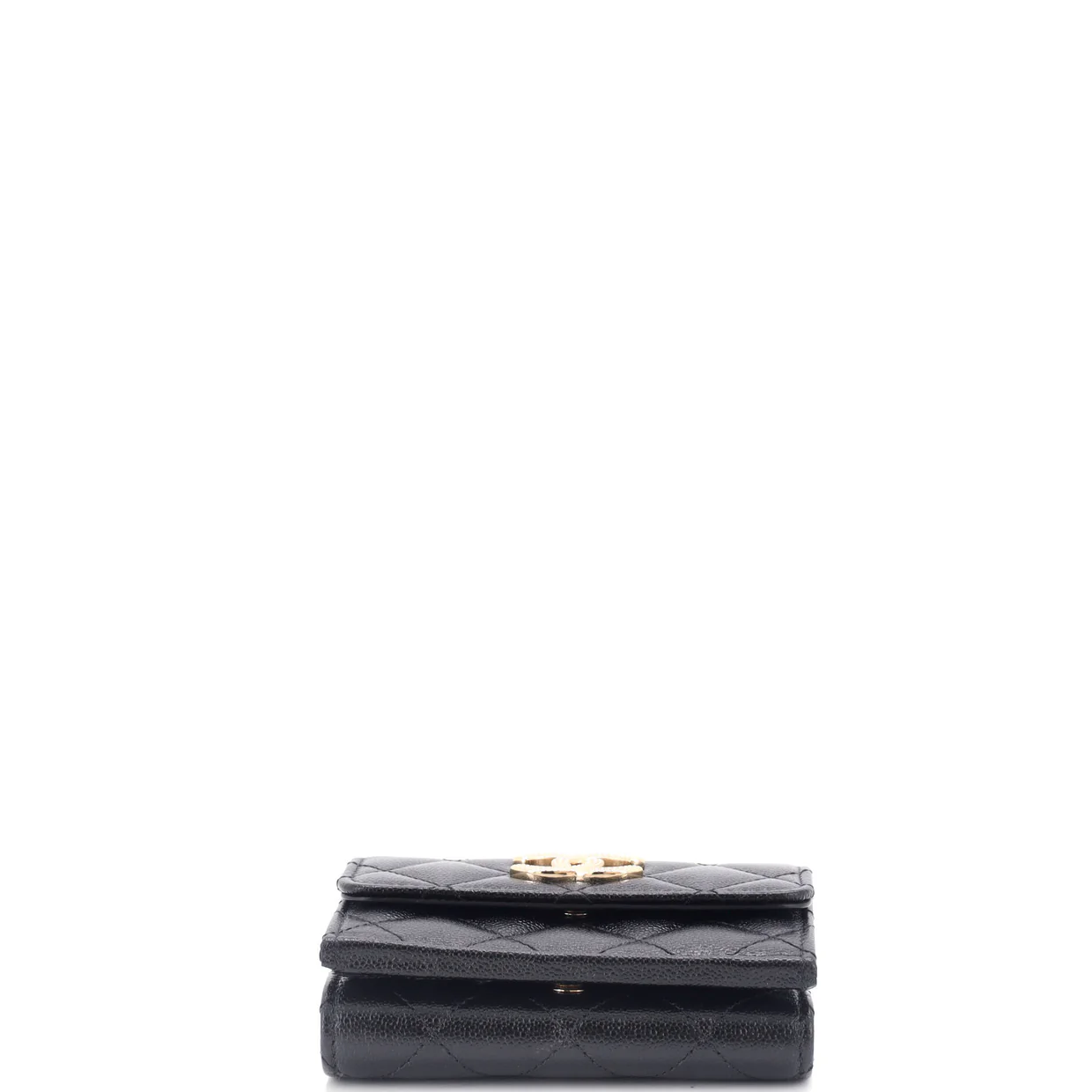 Textured CC Flap Wallet Quilted Caviar Small - Deep Luxury