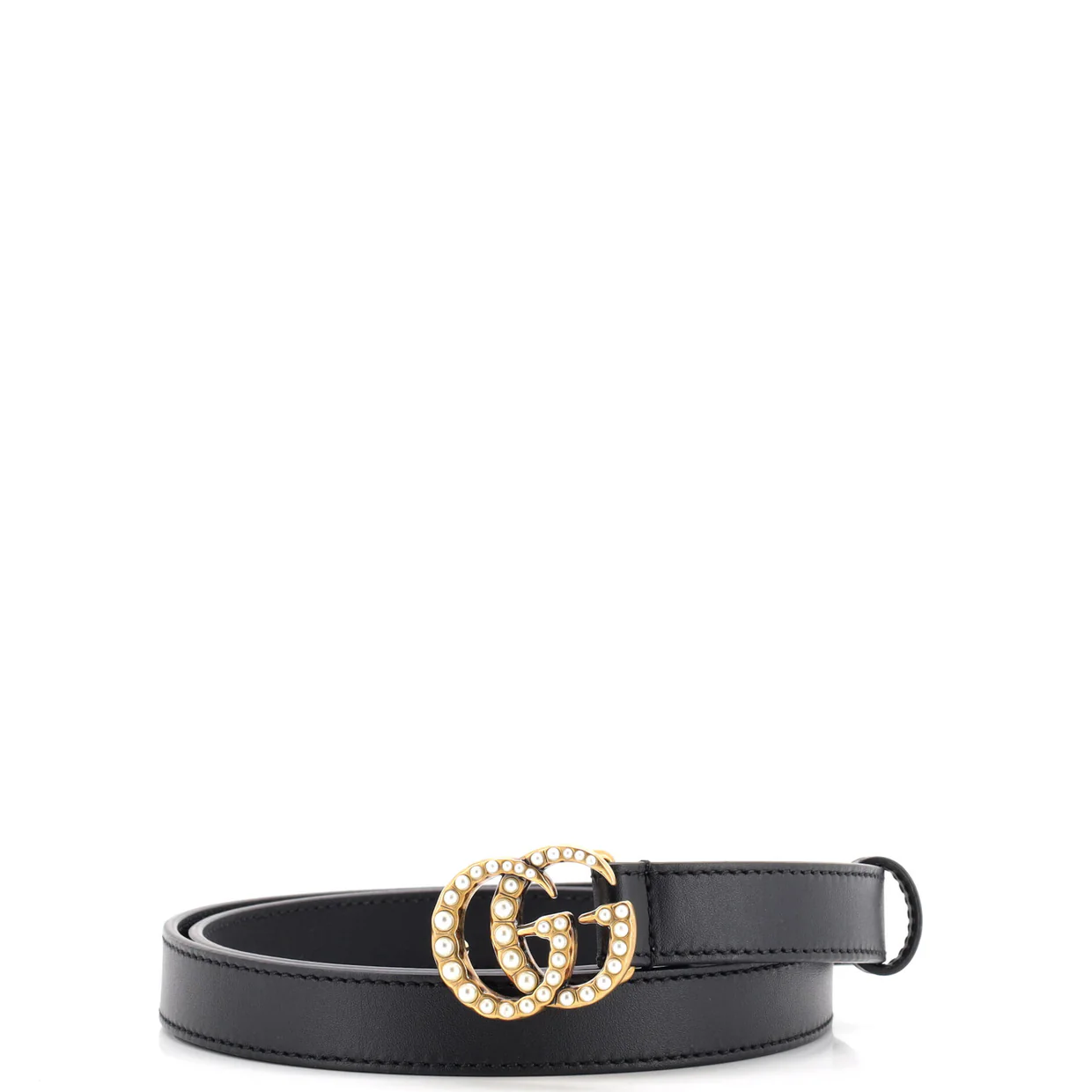 Pearly GG Marmont Belt Leather Thin - Deep Luxury