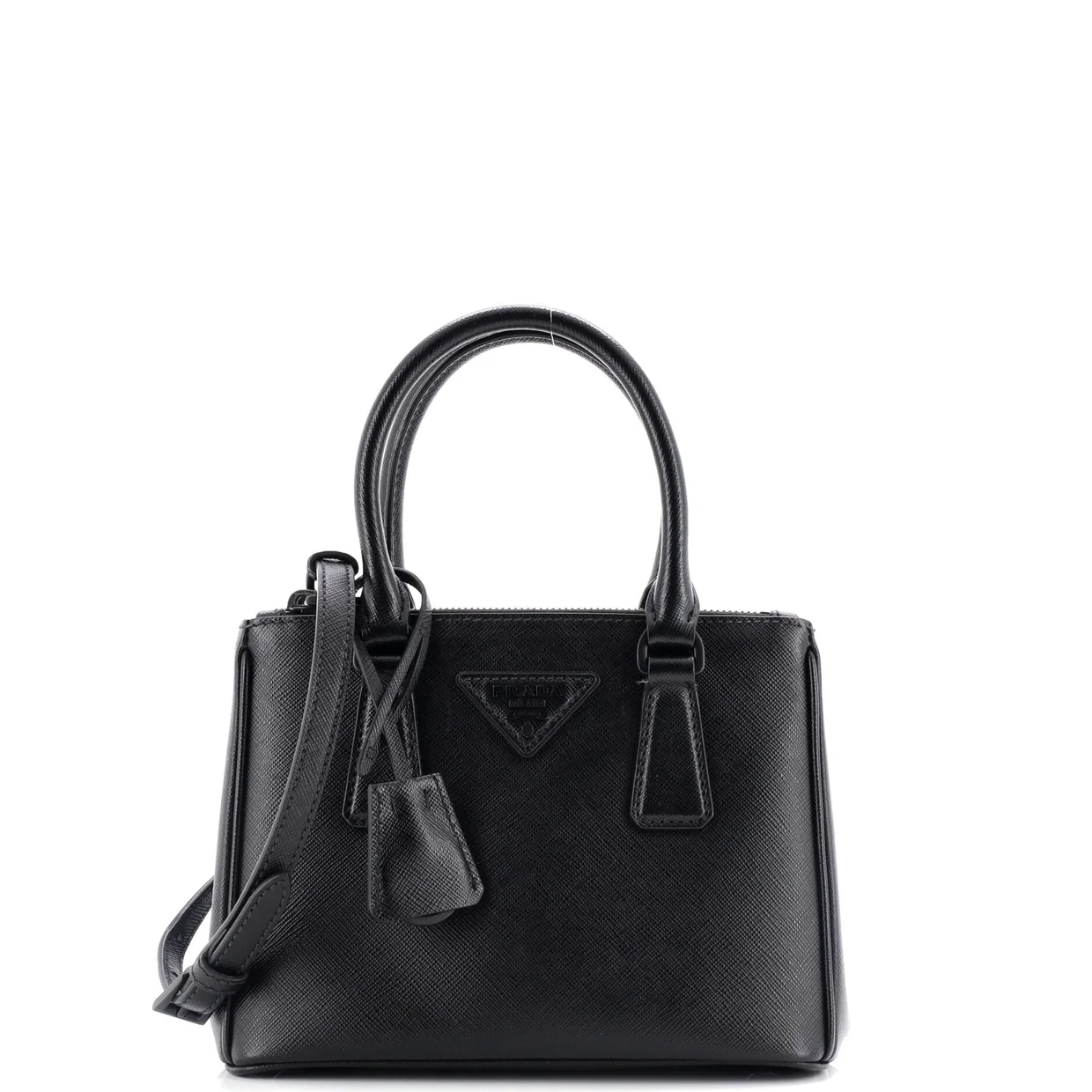Monochrome Galleria Double Zip Tote Saffiano Leather Mini - Deep Luxury
