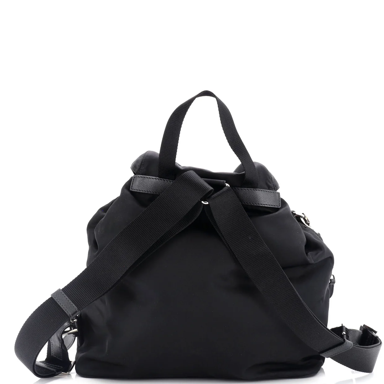 Double Front Pocket Backpack Re-Nylon with Leather Medium - Deep Luxury