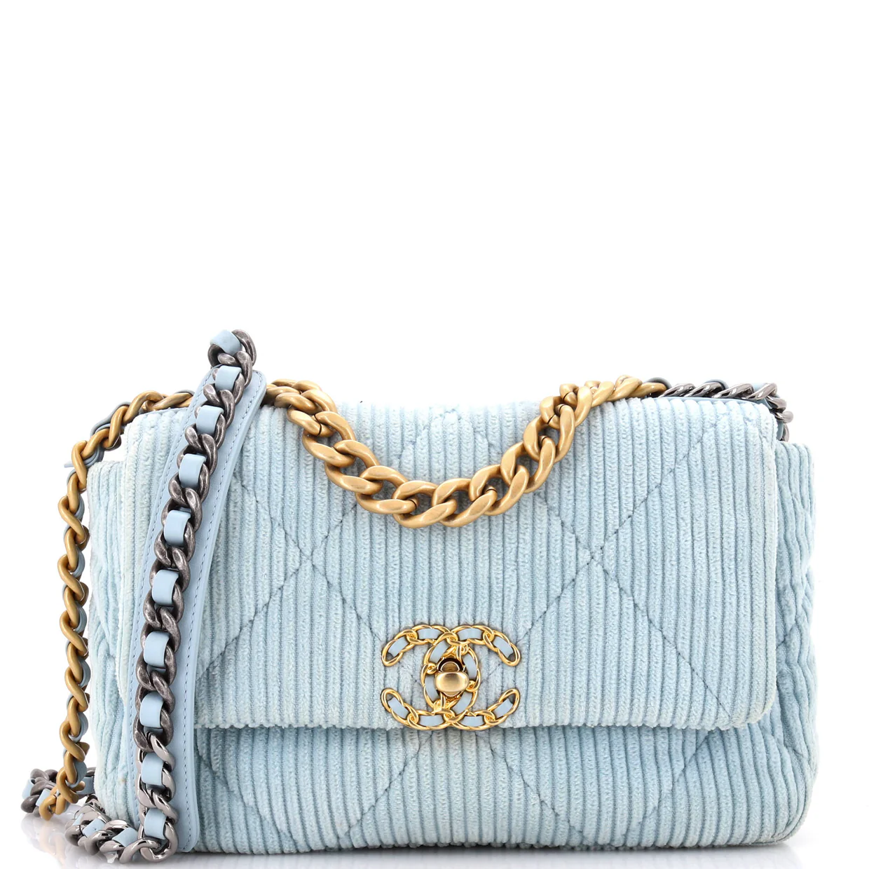 19 Flap Bag Quilted Corduroy Medium - Deep Luxury