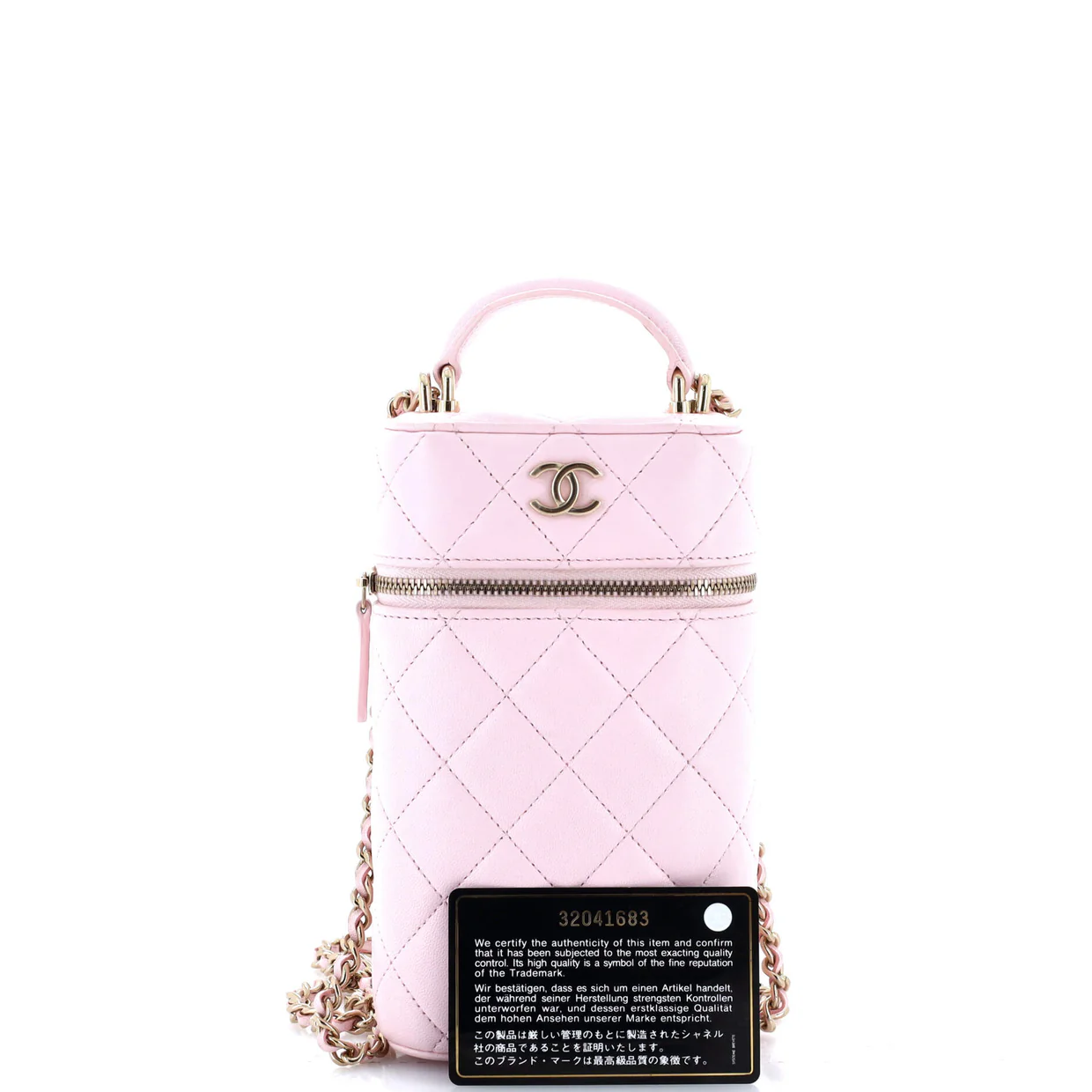 Classic Vanity Top Handle Phone Holder with Chain Quilted Lambskin - Deep Luxury