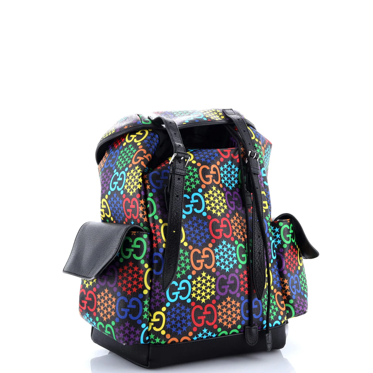 Double Pocket Belt Backpack Psychedelic Print GG Coated Canvas Medium - Deep Luxury