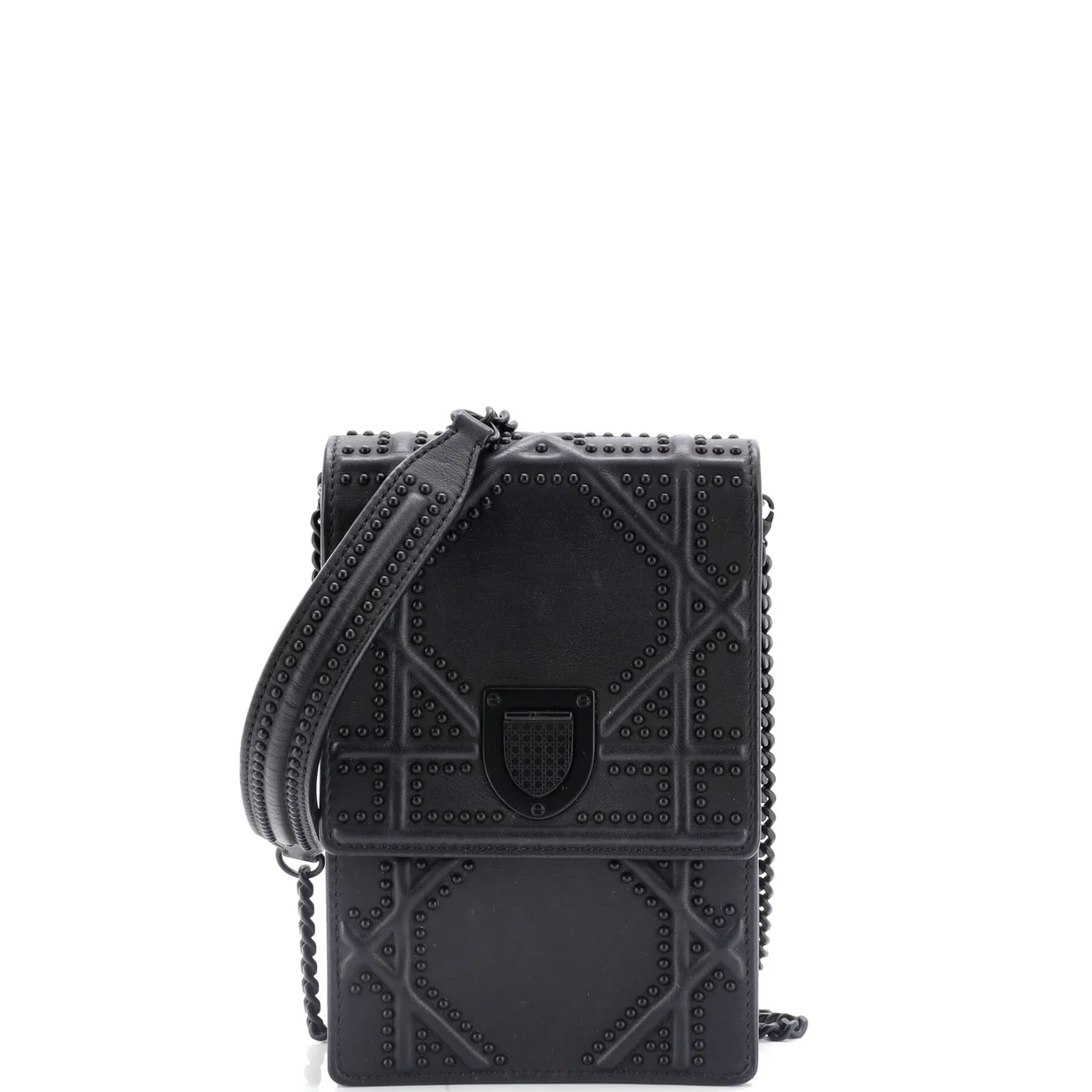 Ultra Matte Diorama Vertical Clutch on Chain Studded Leather - Deep Luxury