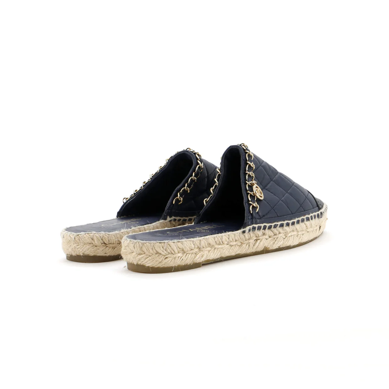 Women's CC Mule Espadrilles Embossed Leather - Deep Luxury