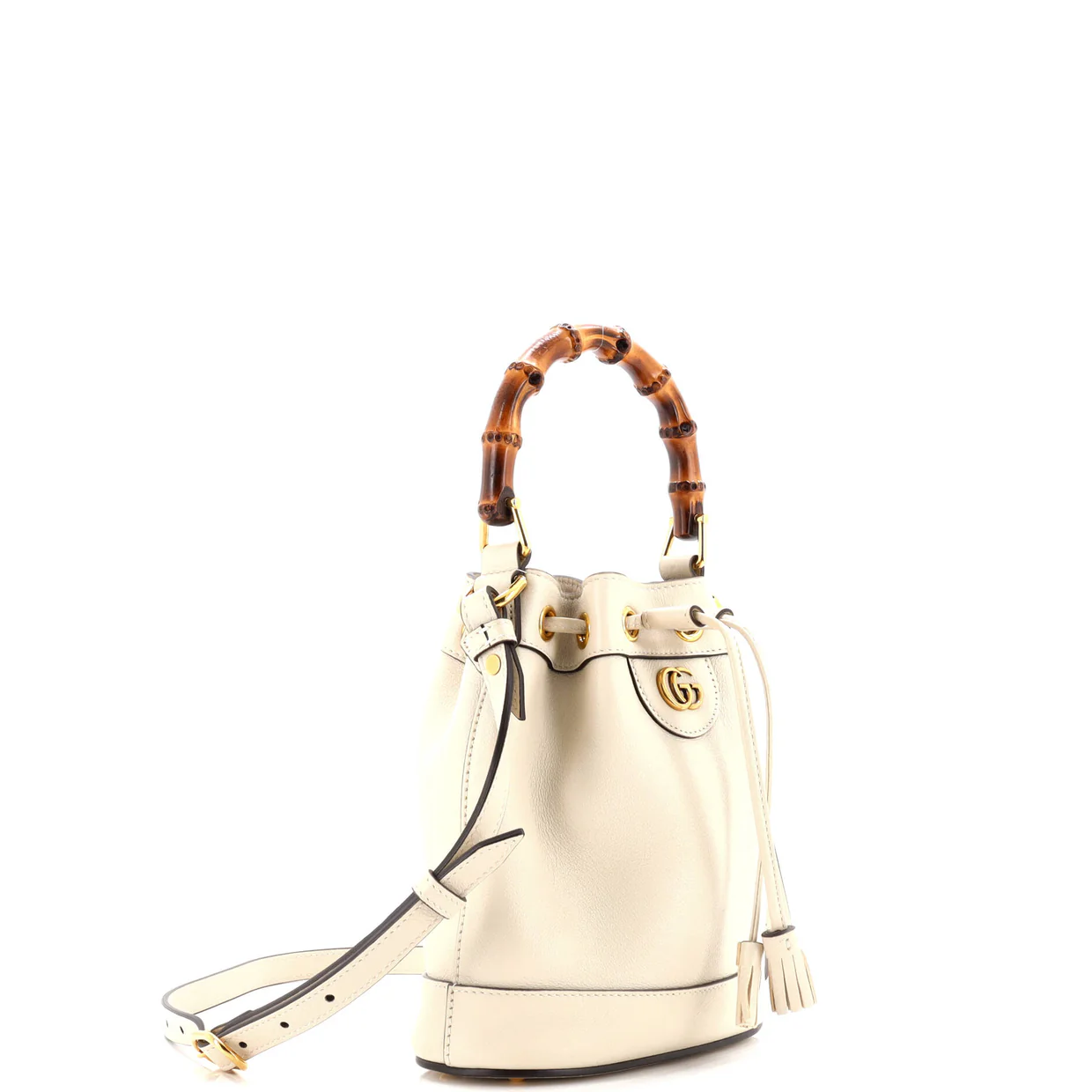 Diana NM Bamboo Drawstring Bucket Bag Leather Mini - Deep Luxury