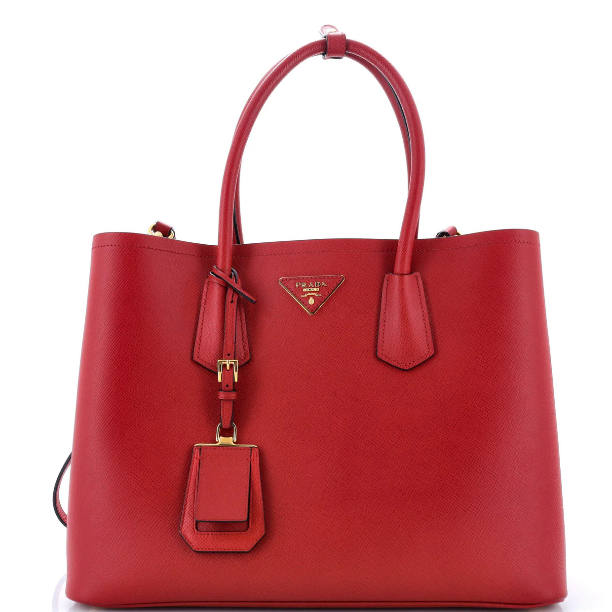 Cuir Double Tote Saffiano Leather Medium - Deep Luxury