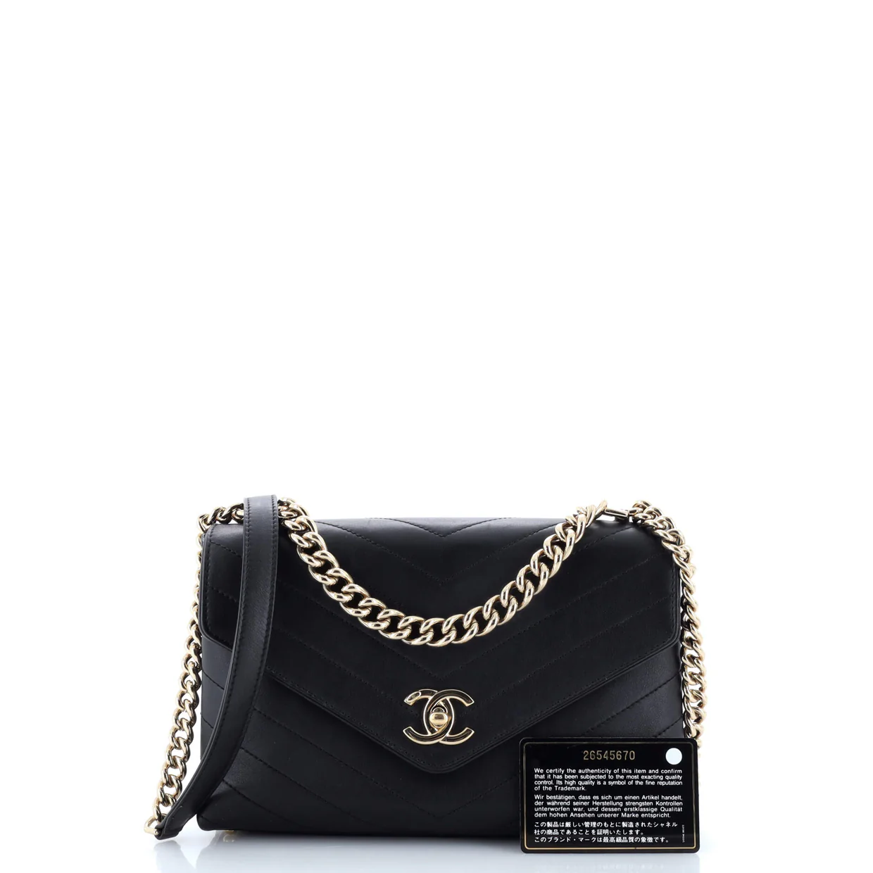 Coco Chevron Flap Bag Stitched Calfskin Small - Deep Luxury