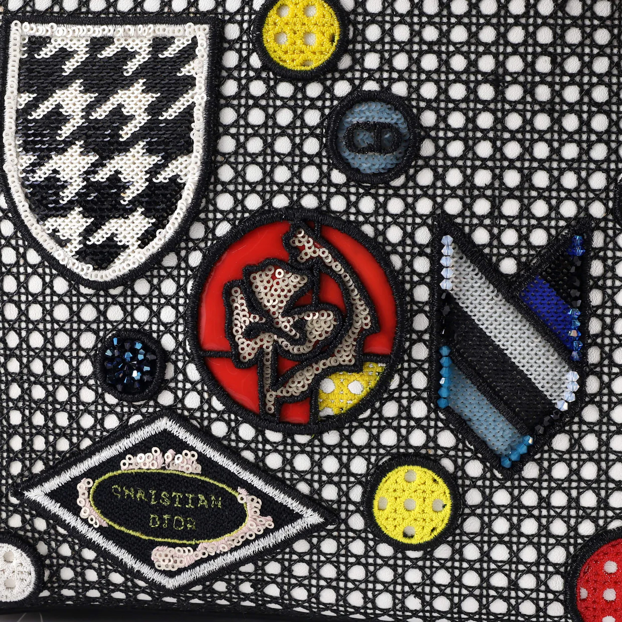 Lady Dior Bag Patch Embellished Micro Cannage Calfskin Medium - Deep Luxury