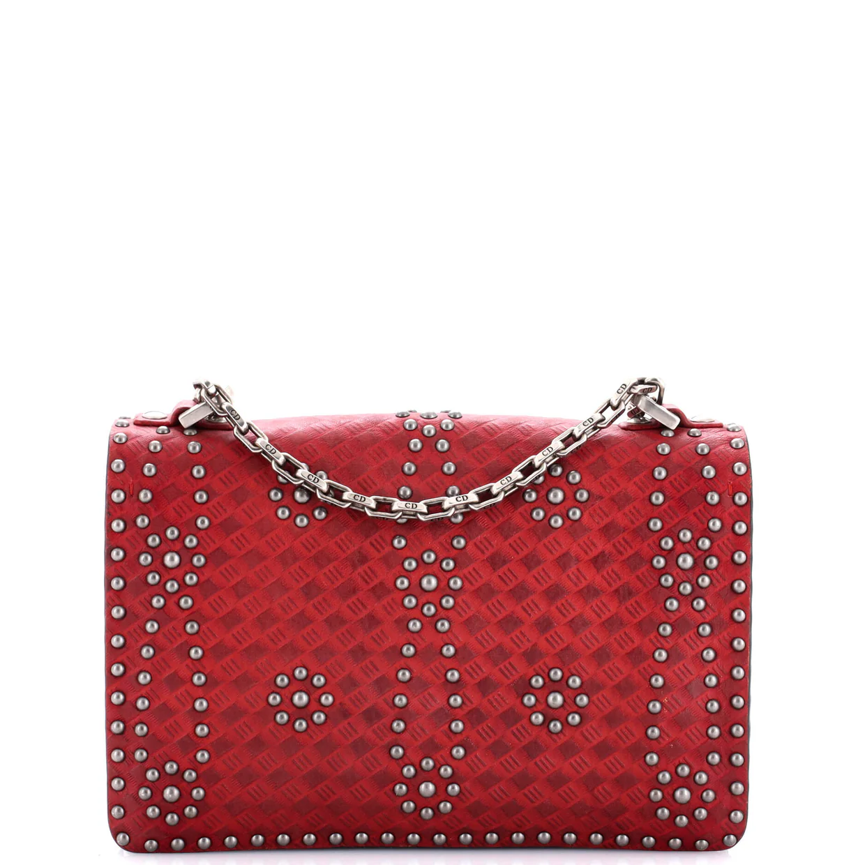 J'Adior Flap Bag Studded Embossed Leather Medium - Deep Luxury
