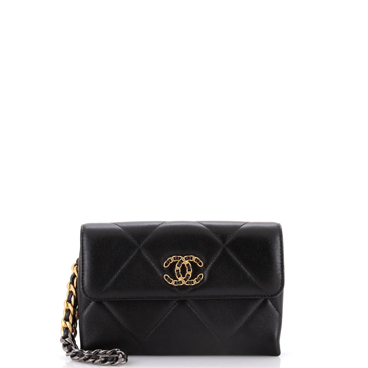 19 Flap Pouch with Chain Handle Quilted Lambskin - Deep Luxury