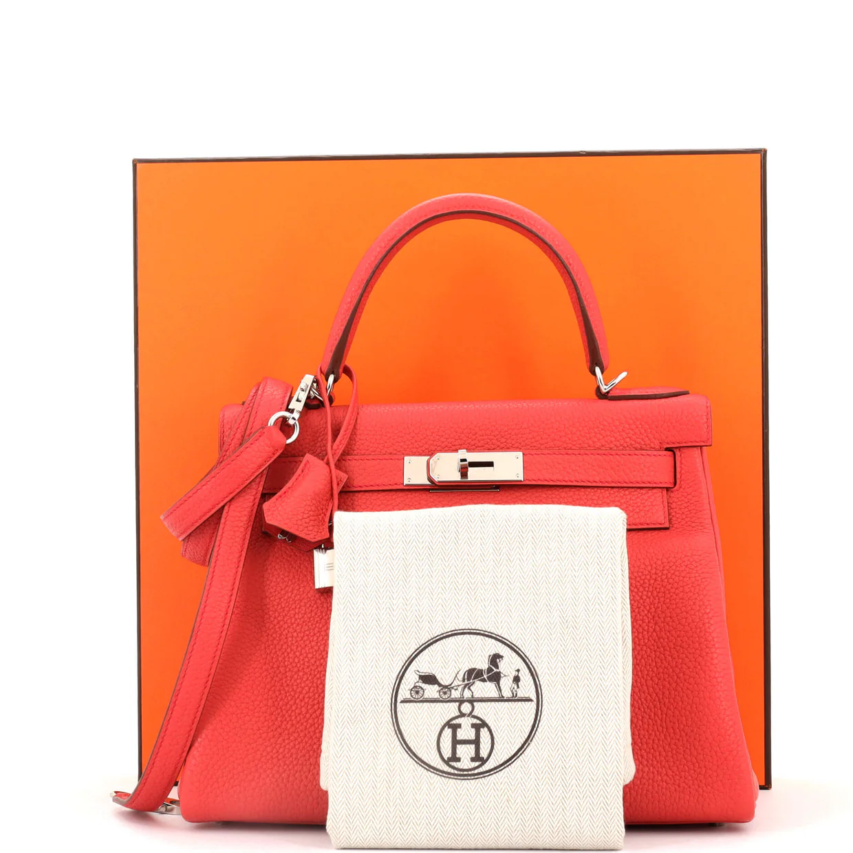 Kelly Handbag Bougainvillier Togo with Palladium Hardware 28 - Deep Luxury