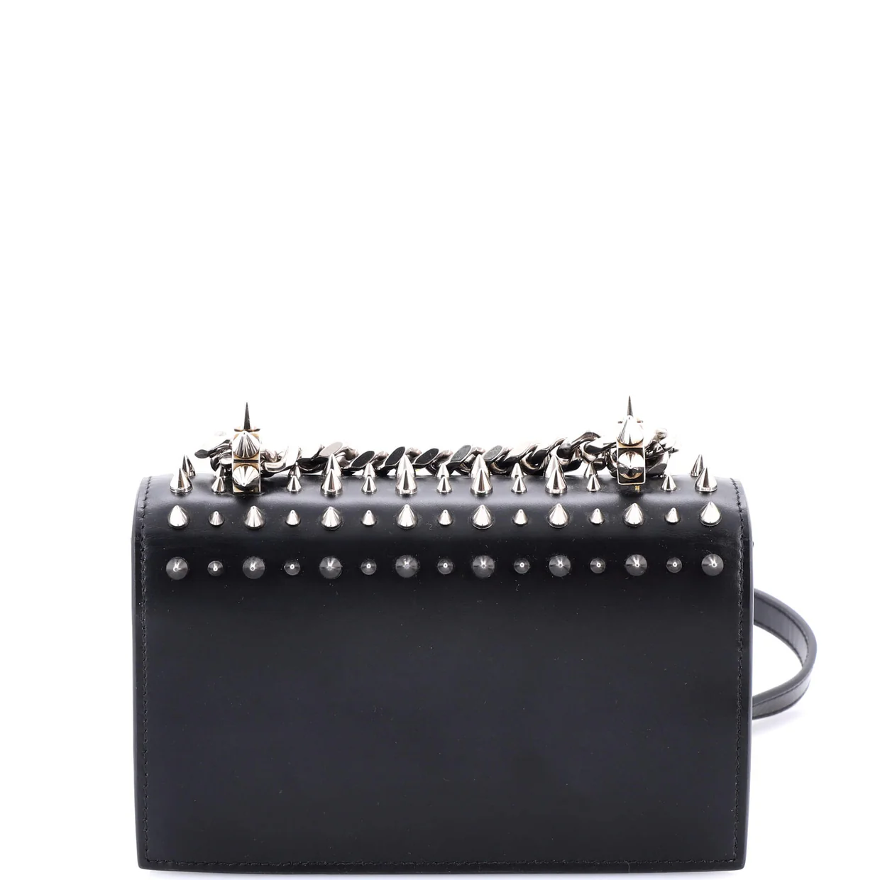 Jewelled Flap Satchel Studded Leather Small - Deep Luxury