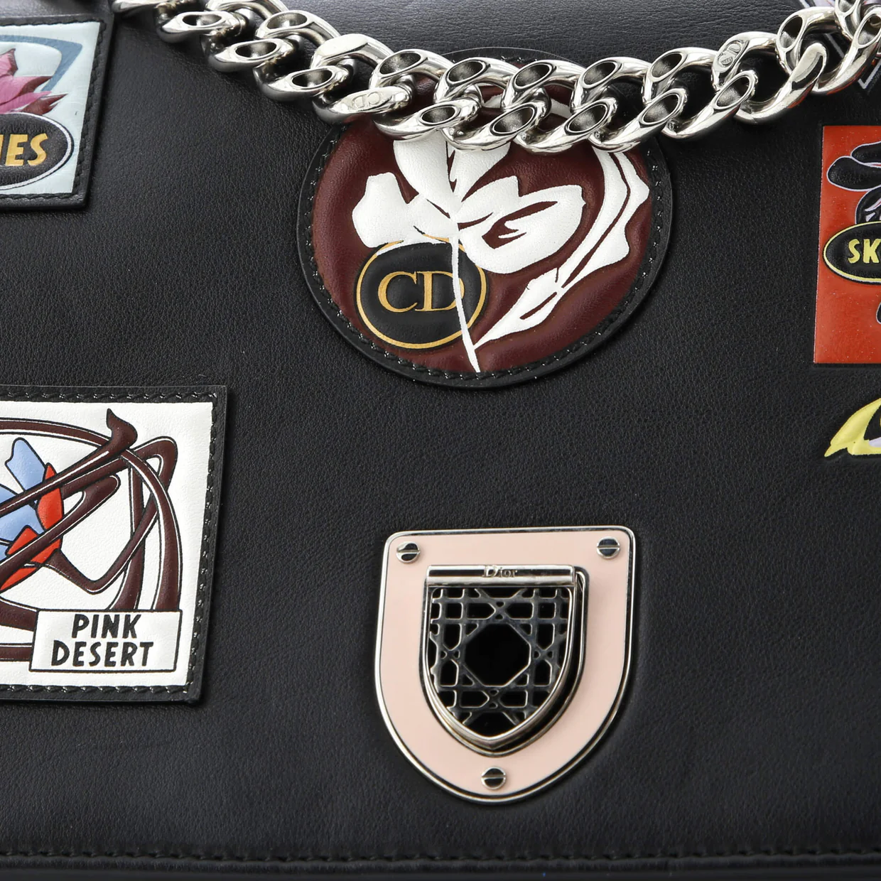 Diorama Flap Bag Patch Embellished Leather Medium - Deep Luxury