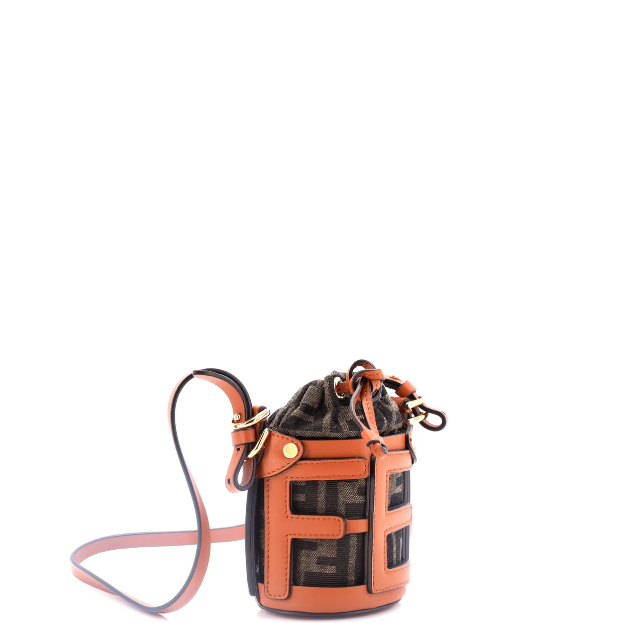 Step Out Bucket Bag Leather with Zucca Canvas Nano - Deep Luxury