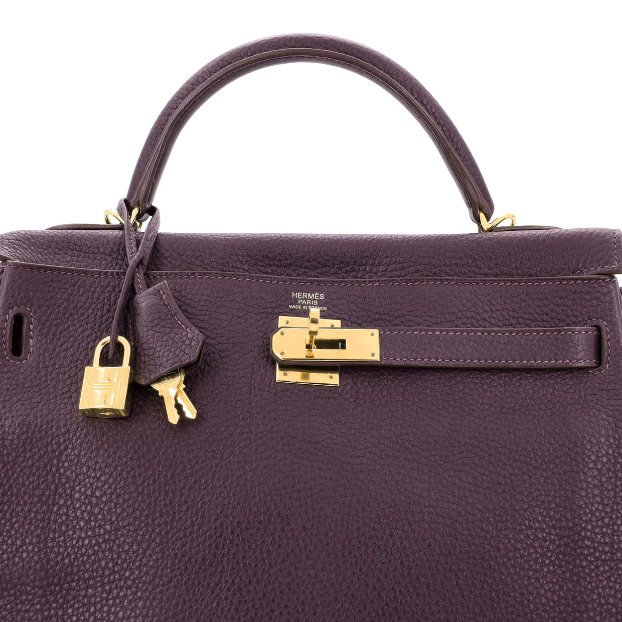 Kelly Handbag Raisin Togo with Gold Hardware 32 - Deep Luxury
