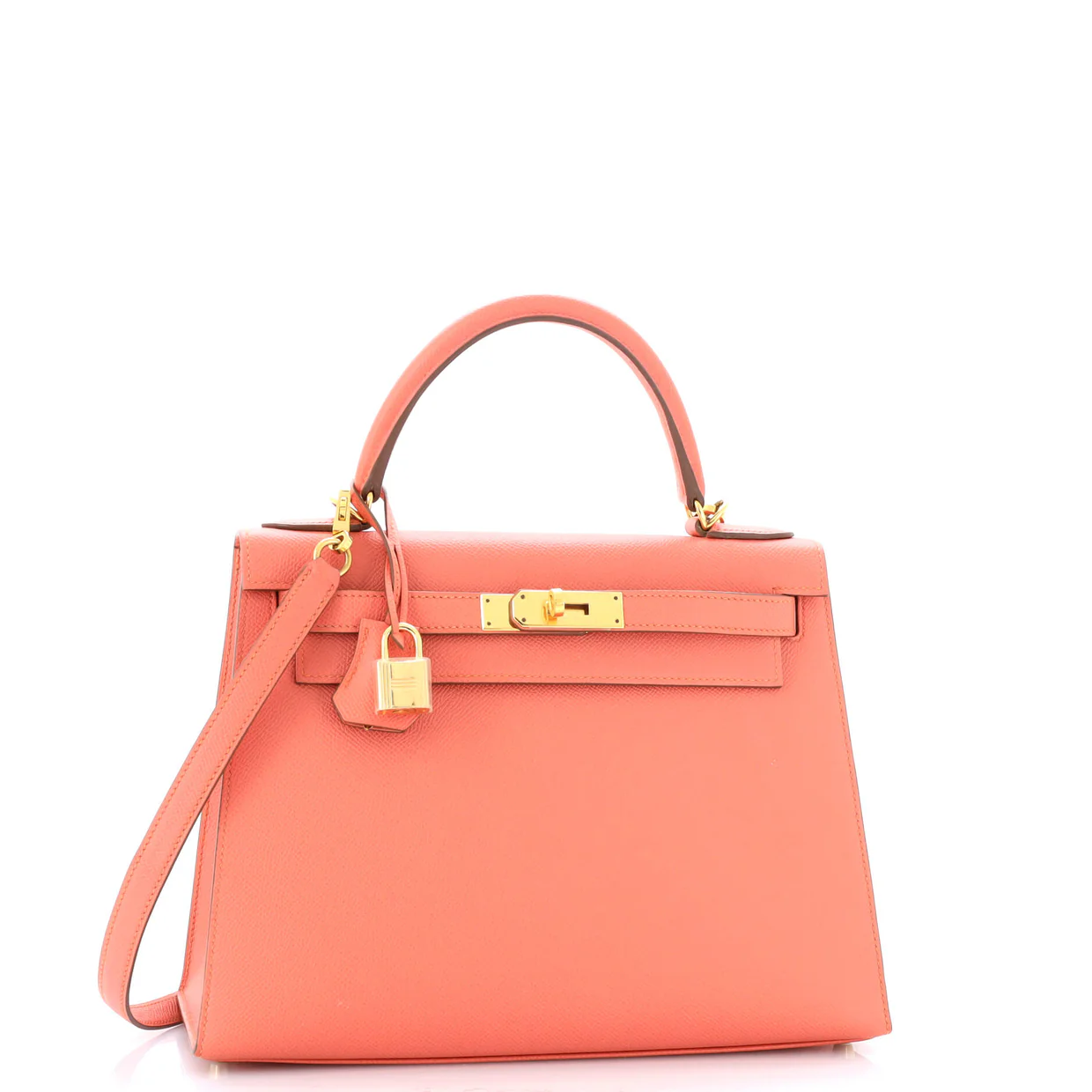 Kelly Handbag Flamingo Epsom with Gold Hardware 28 - Deep Luxury