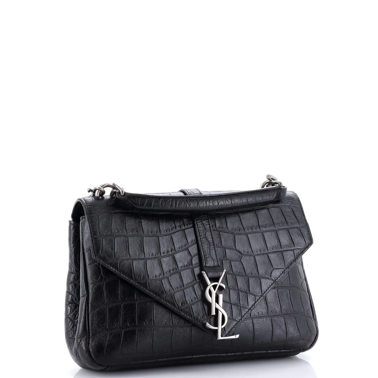 Classic Monogram College Bag Crocodile Embossed Leather Medium - Deep Luxury