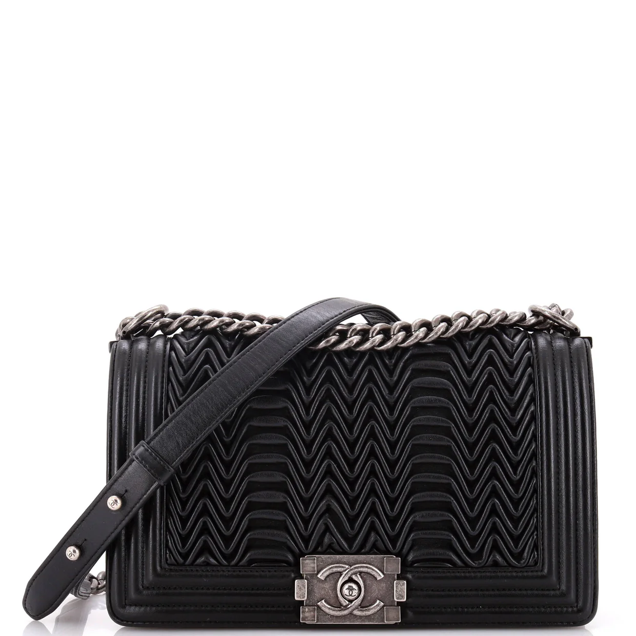 Boy Flap Bag 3D Pleated Leather Old Medium - Deep Luxury