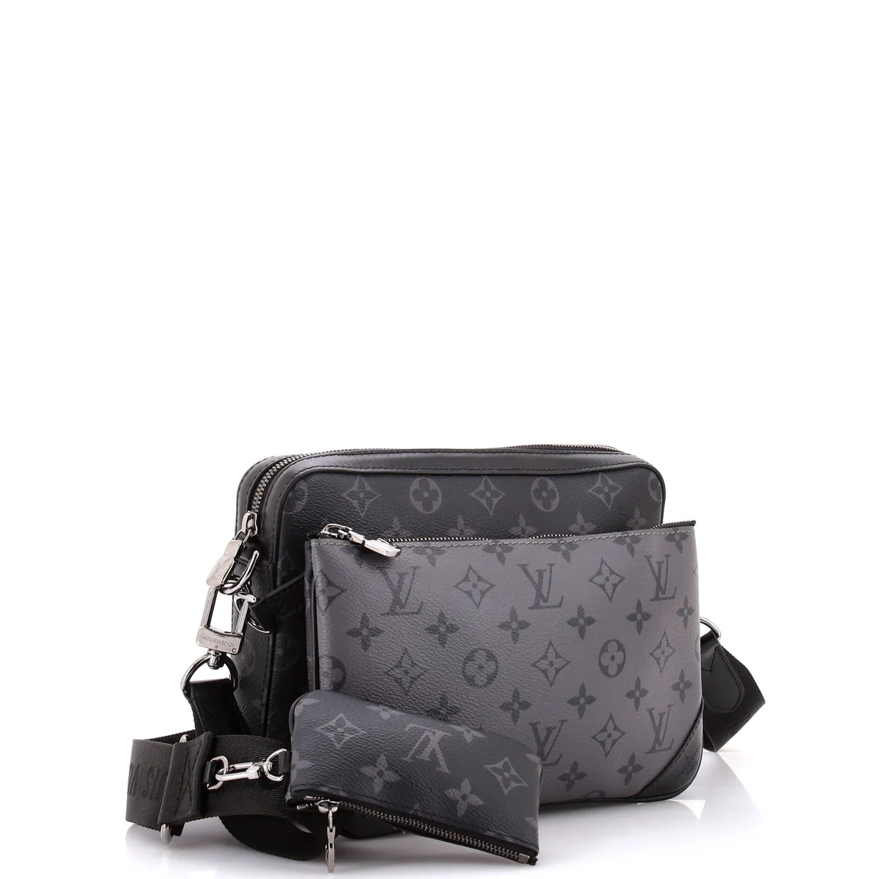 Trio Messenger Bag Reverse Monogram Eclipse Canvas - Deep Luxury