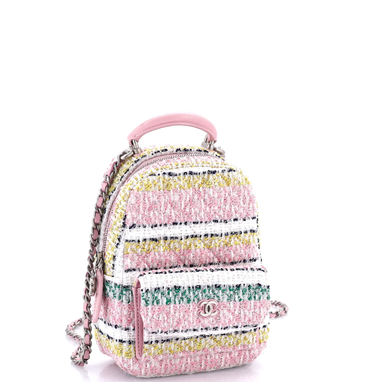 Classic CC Chain Pocket Backpack Quilted Tweed Mini - Deep Luxury