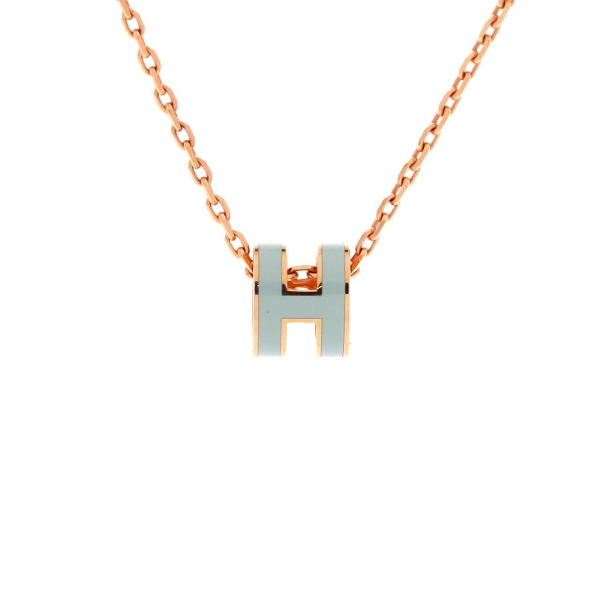 Pop H Pendant Chain Necklace Metal and Enamel Mini - Deep Luxury