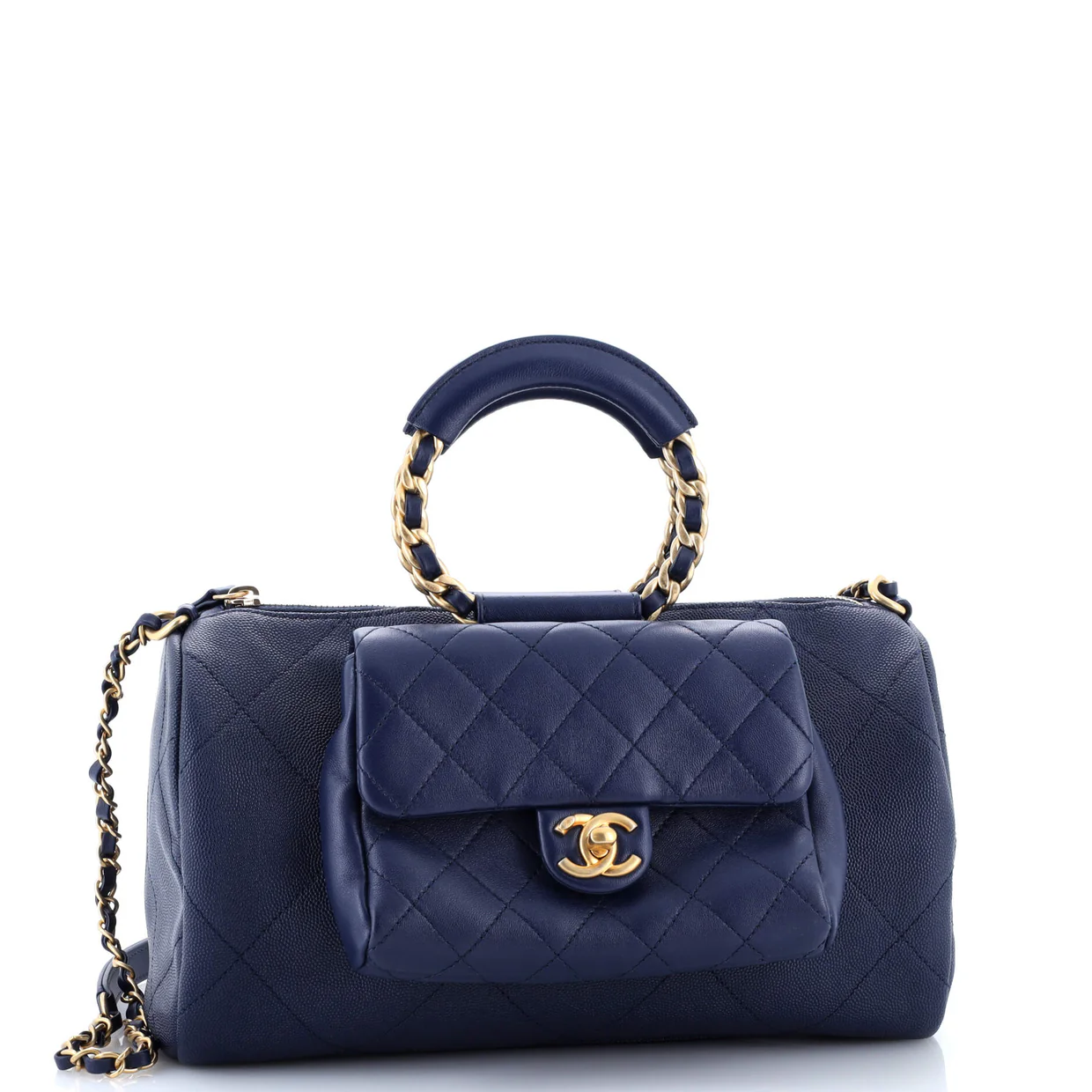 In The Loop Bowling Bag Quilted Caviar and Lambskin Small - Deep Luxury