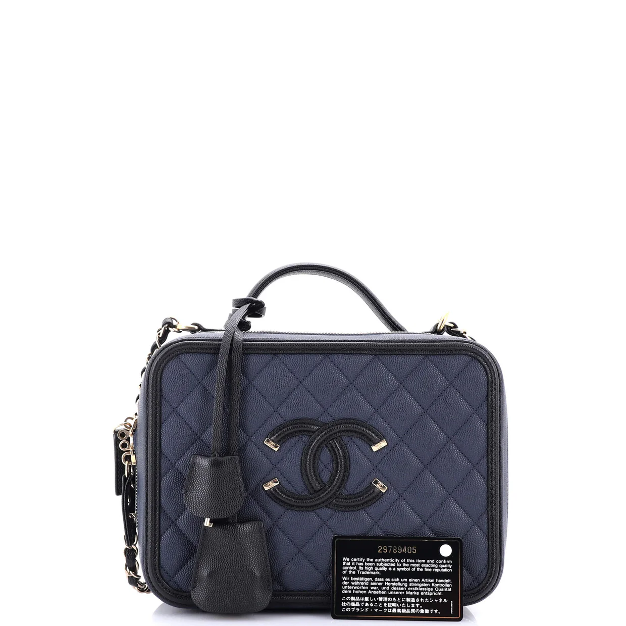 Filigree Vanity Case Quilted Caviar Large - Deep Luxury